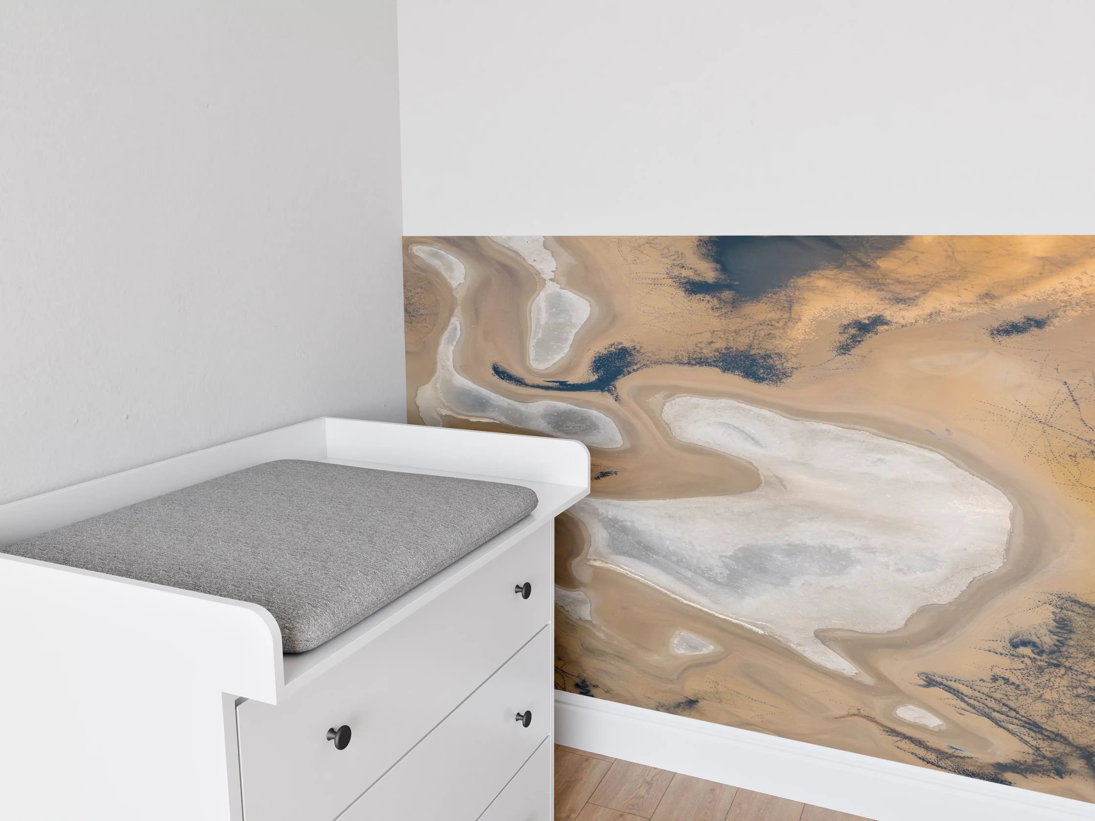 Babyzimmer Wandgestaltung - Beige Sand Abstraktion