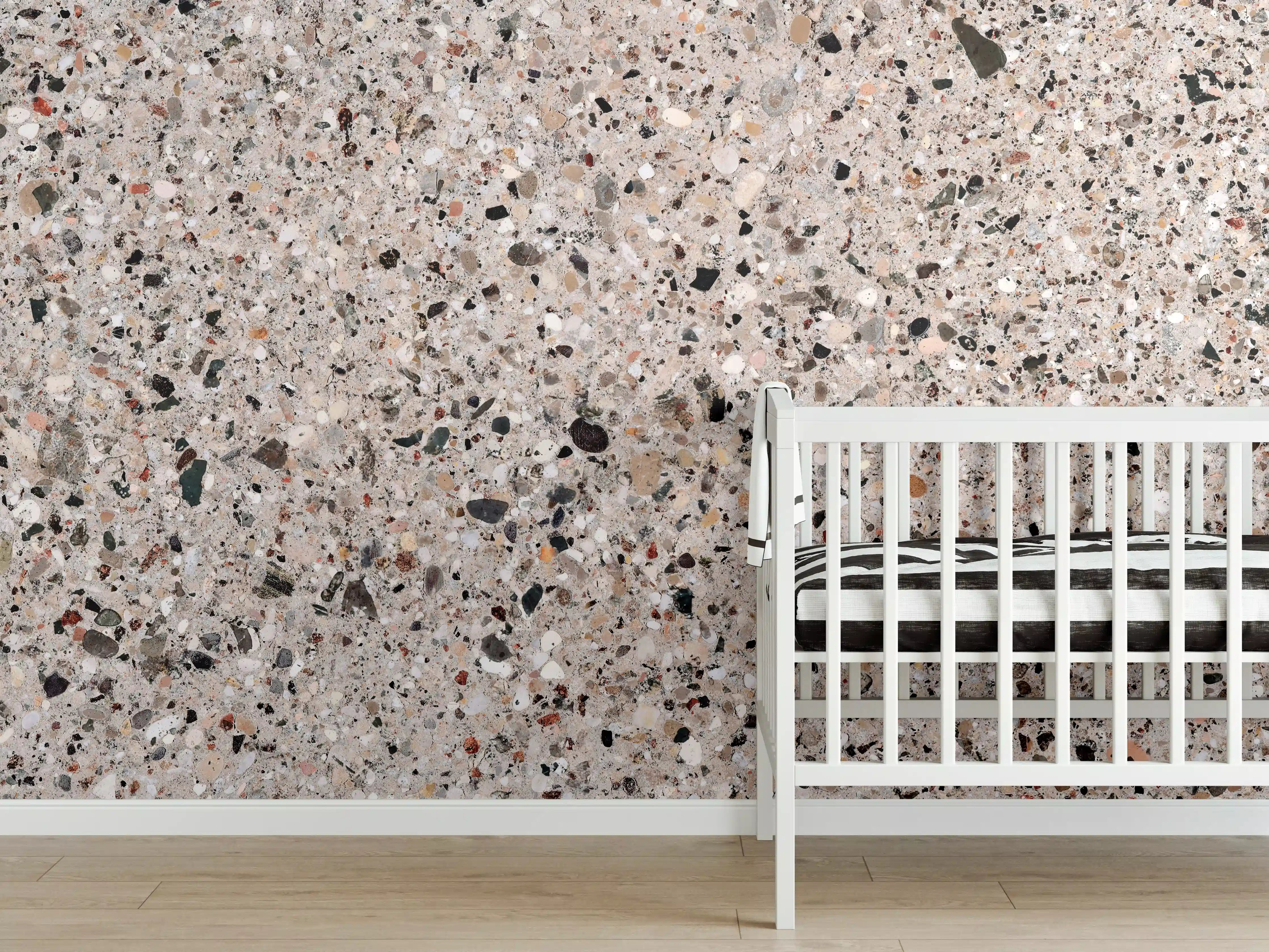 Babyzimmer Wandgestaltung - Beige Steinterrazzo Textur