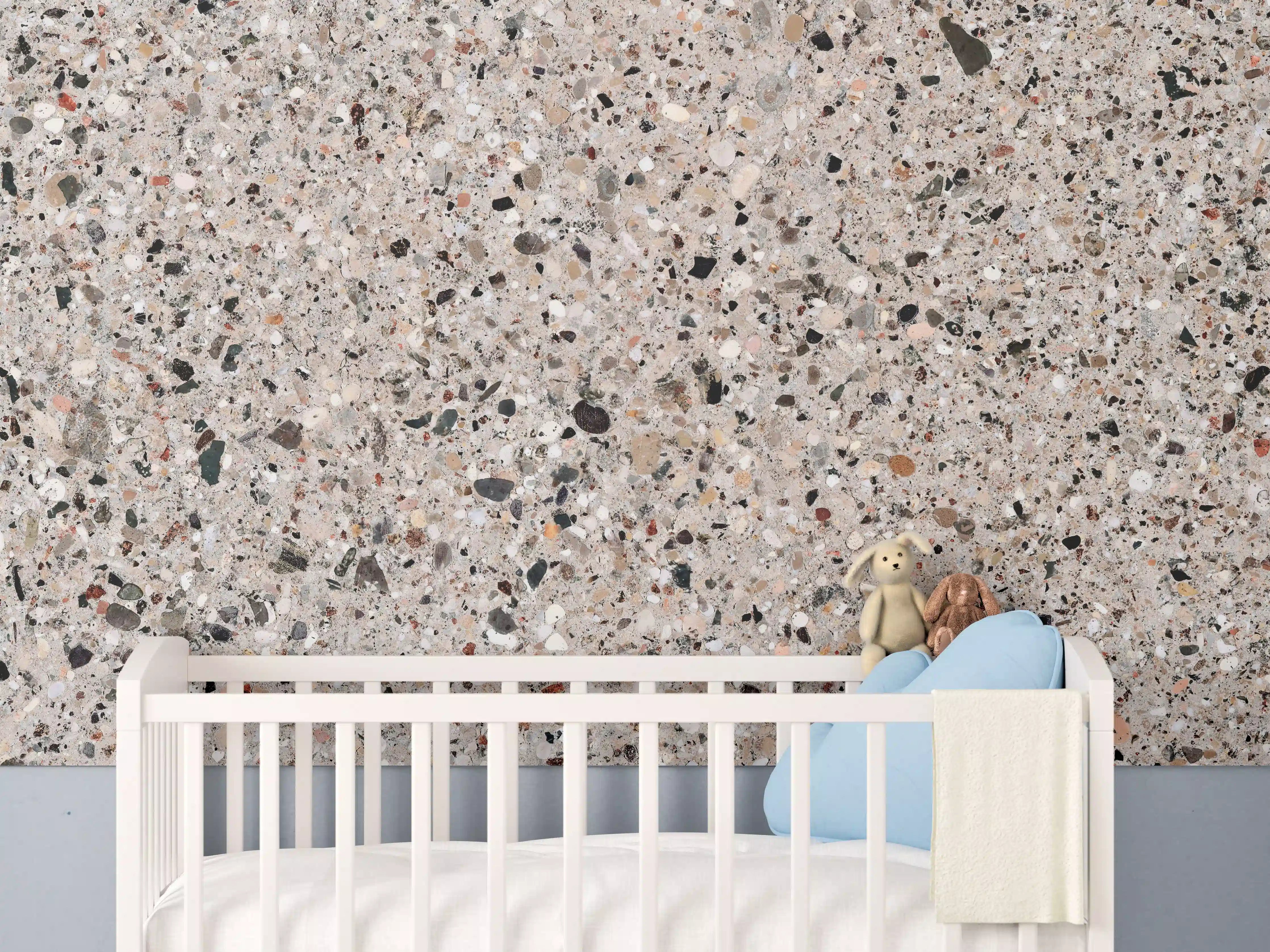 Babyzimmer Wandgestaltung - Beige Steinterrazzo Textur