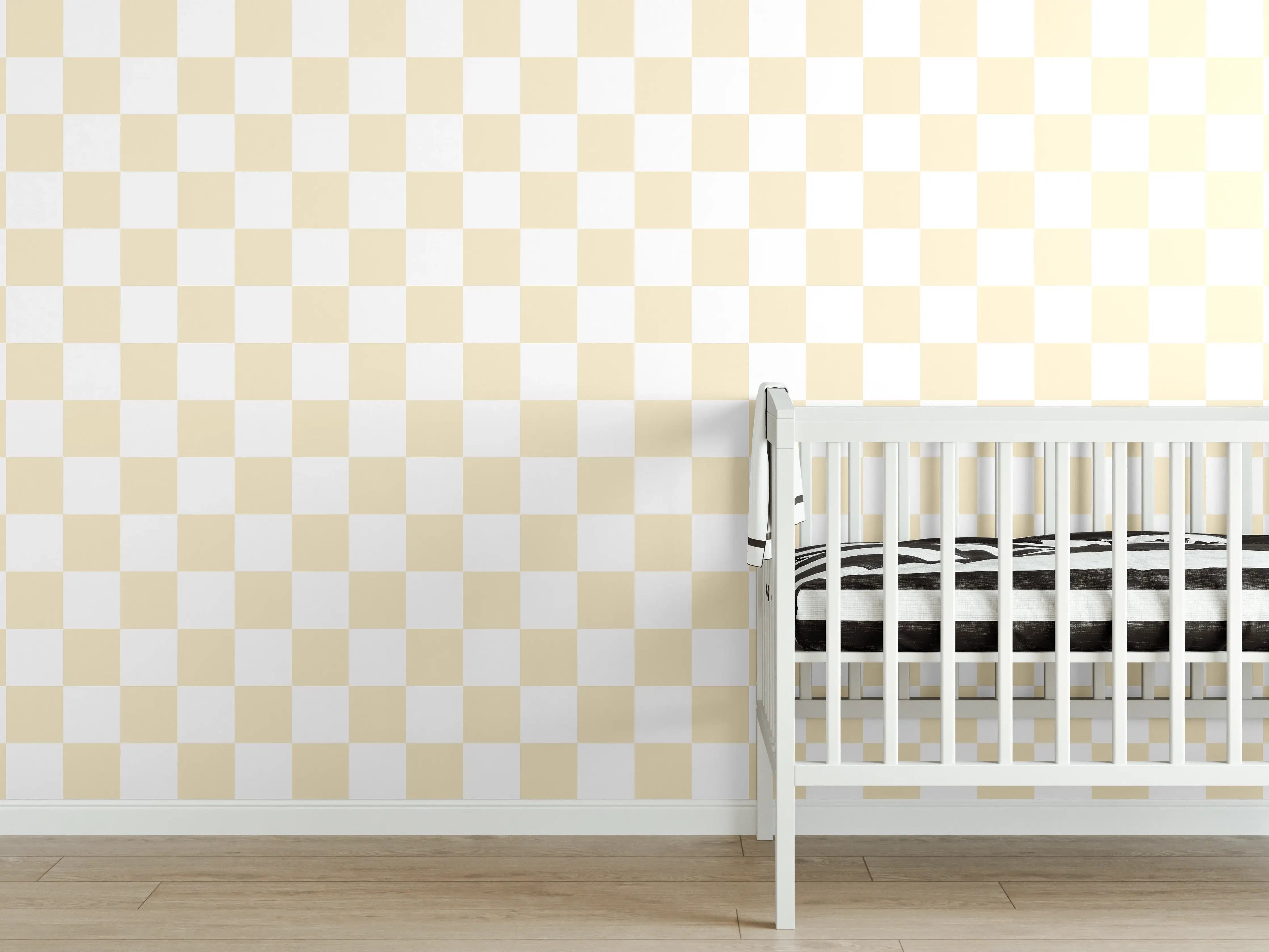 Babyzimmer Wandgestaltung - Beige-Weiße Retro-Fliese