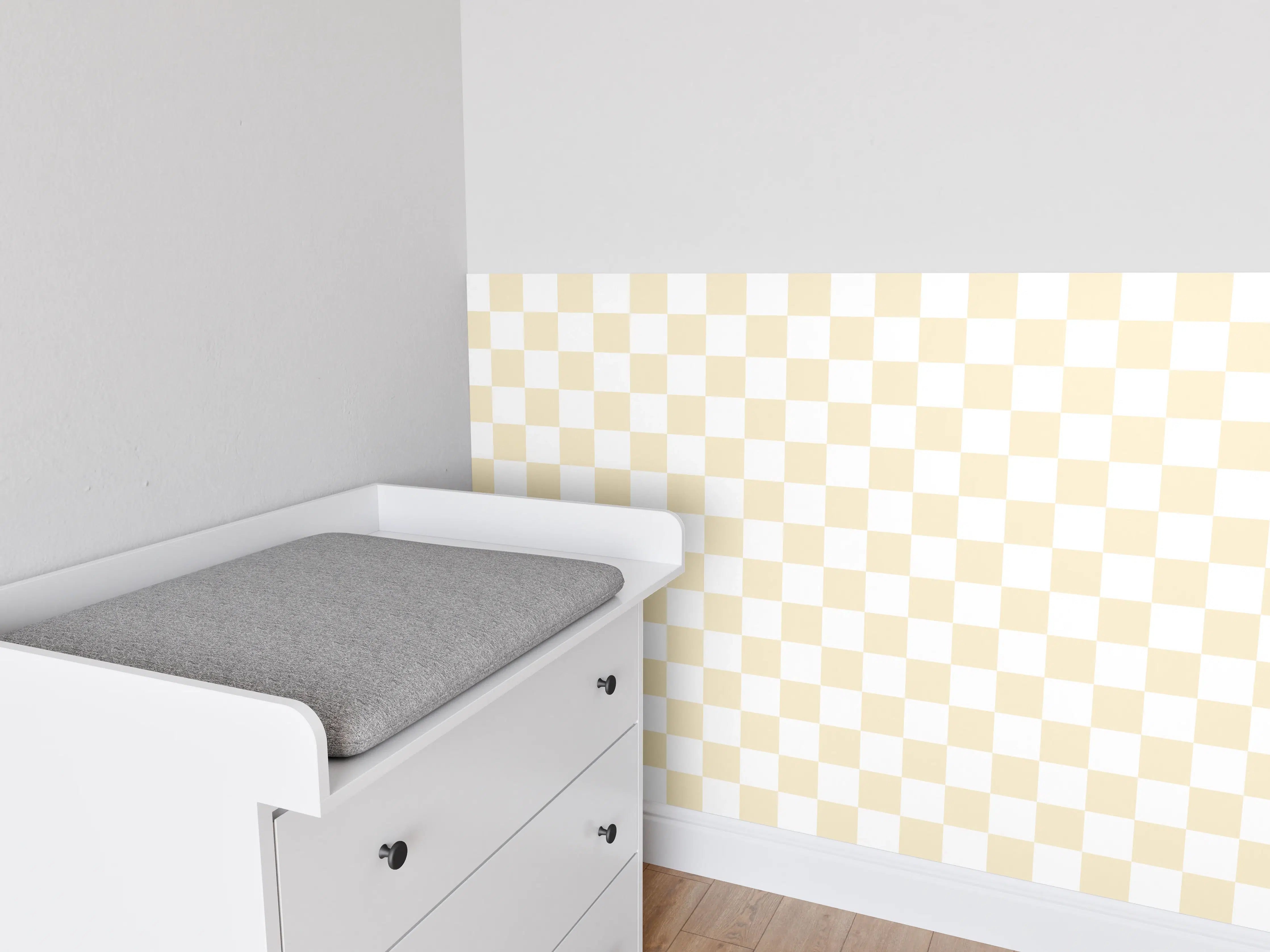 Babyzimmer Wandgestaltung - Beige-Weiße Retro-Fliese