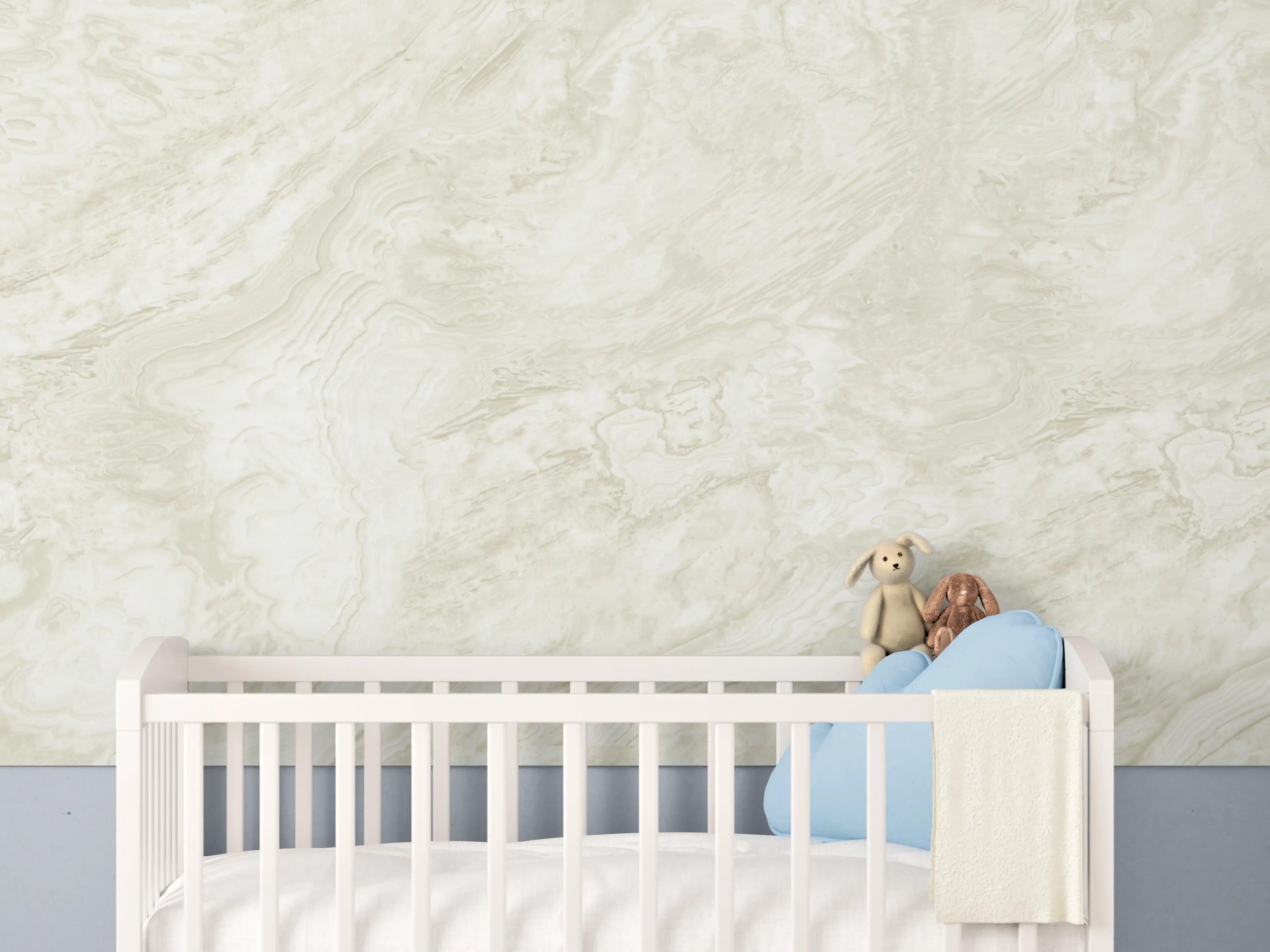 Babyzimmer Wandgestaltung - Beige-Weißer Marmor