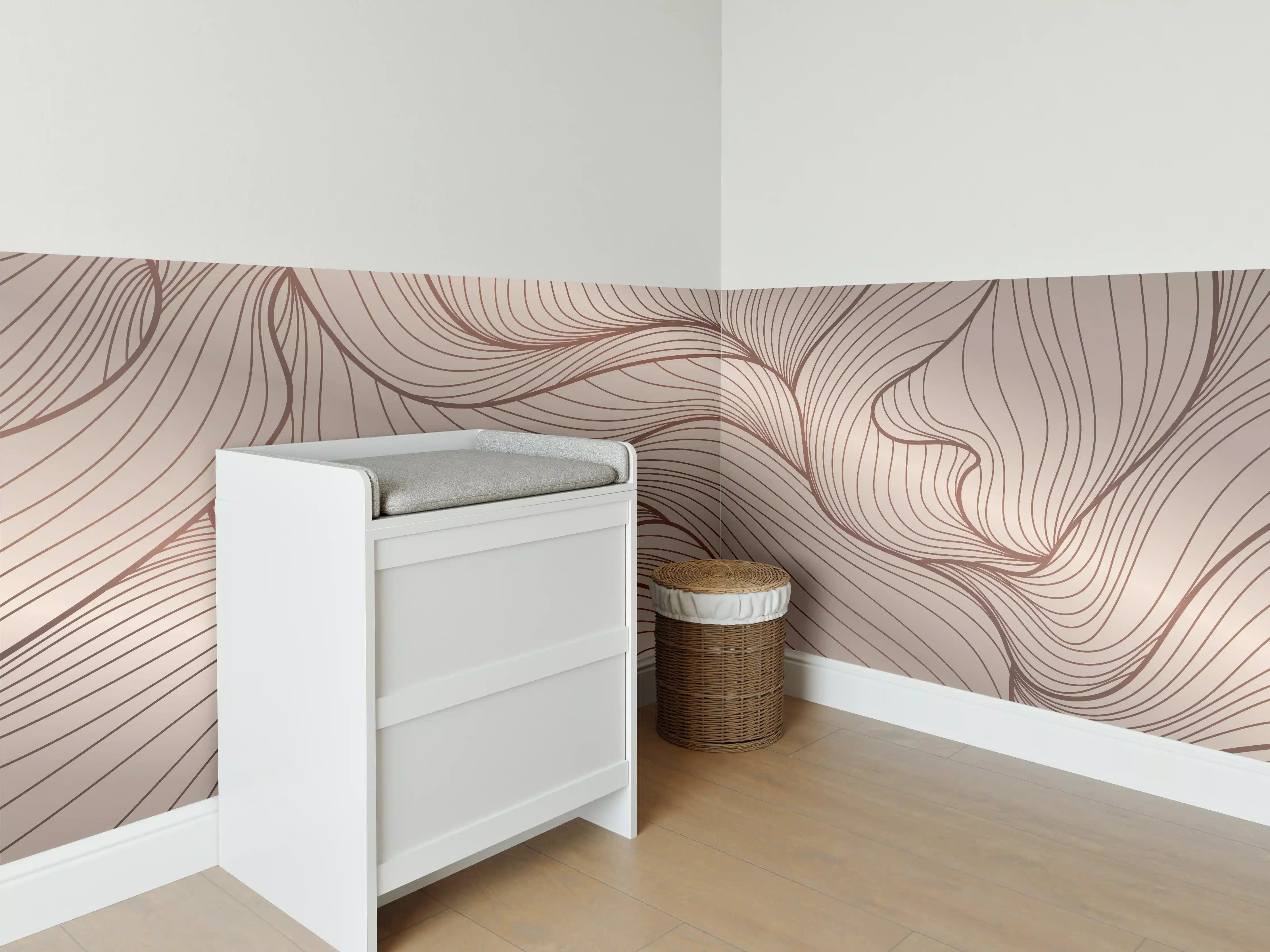 Babyzimmer Wandgestaltung - Beige Wellenlinien Textur