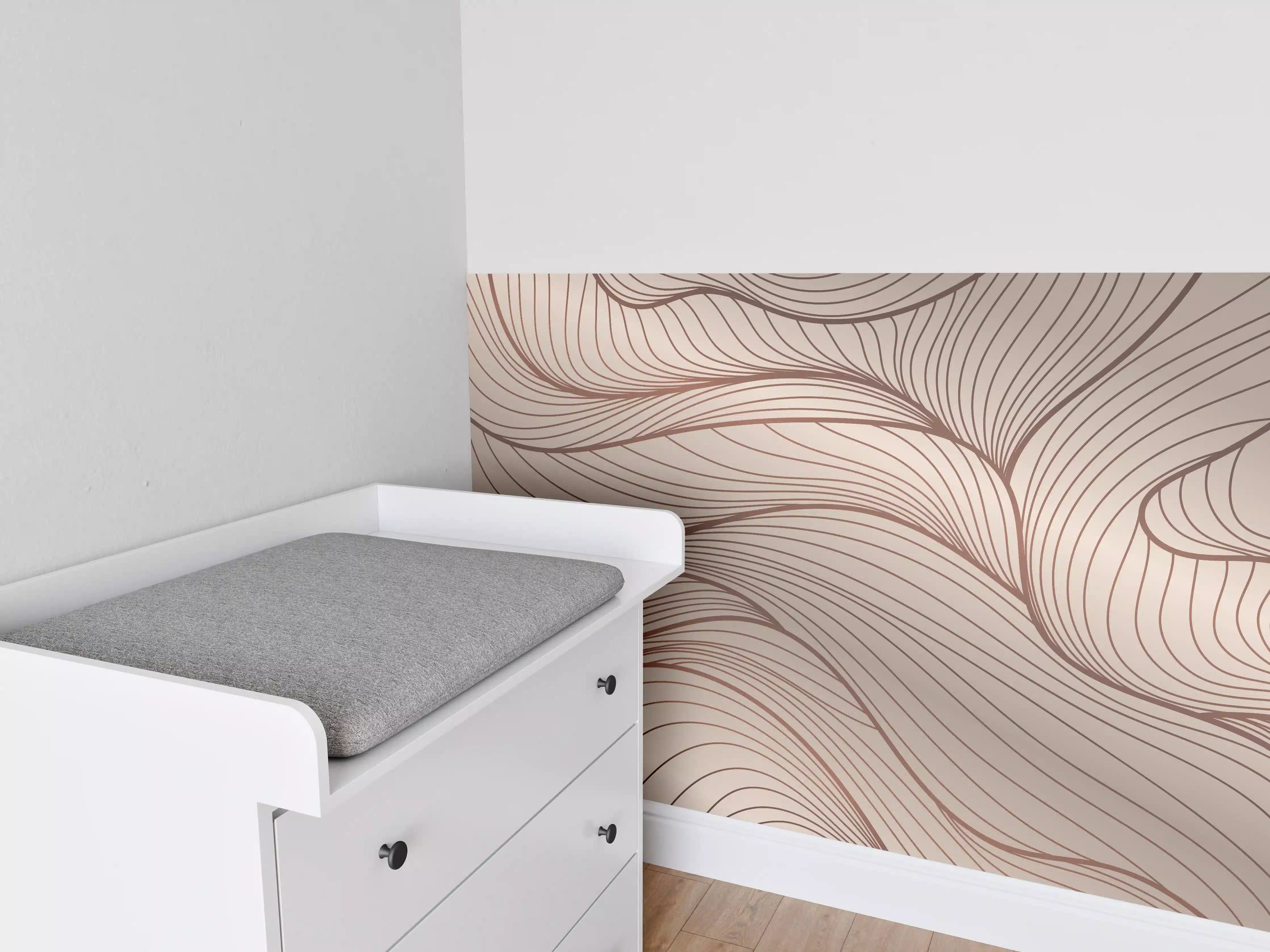 Babyzimmer Wandgestaltung - Beige Wellenlinien Textur