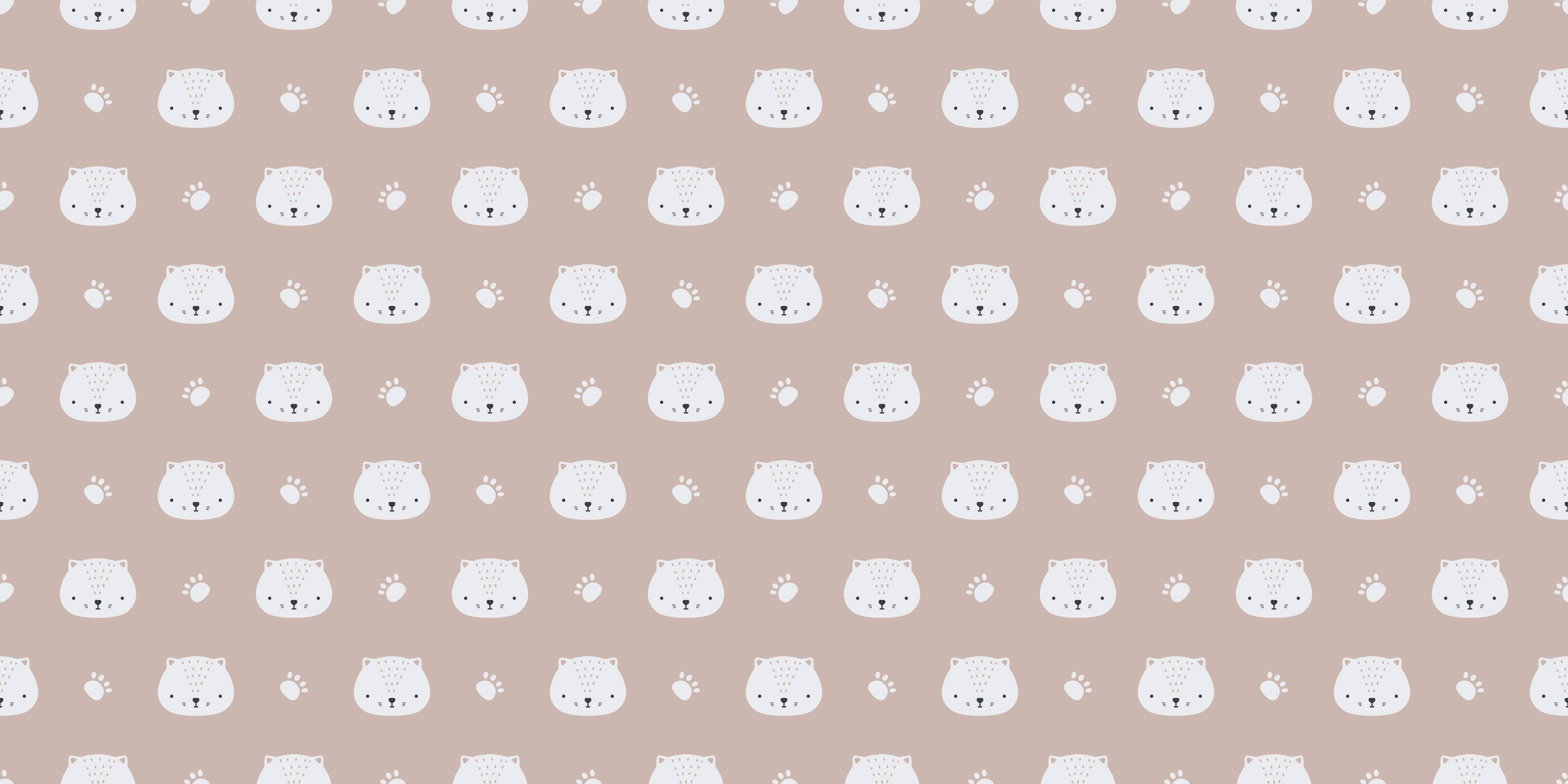 Babyzimmer Wandgestaltung-Beiger Hintergrund mit süßem Katzenmuster