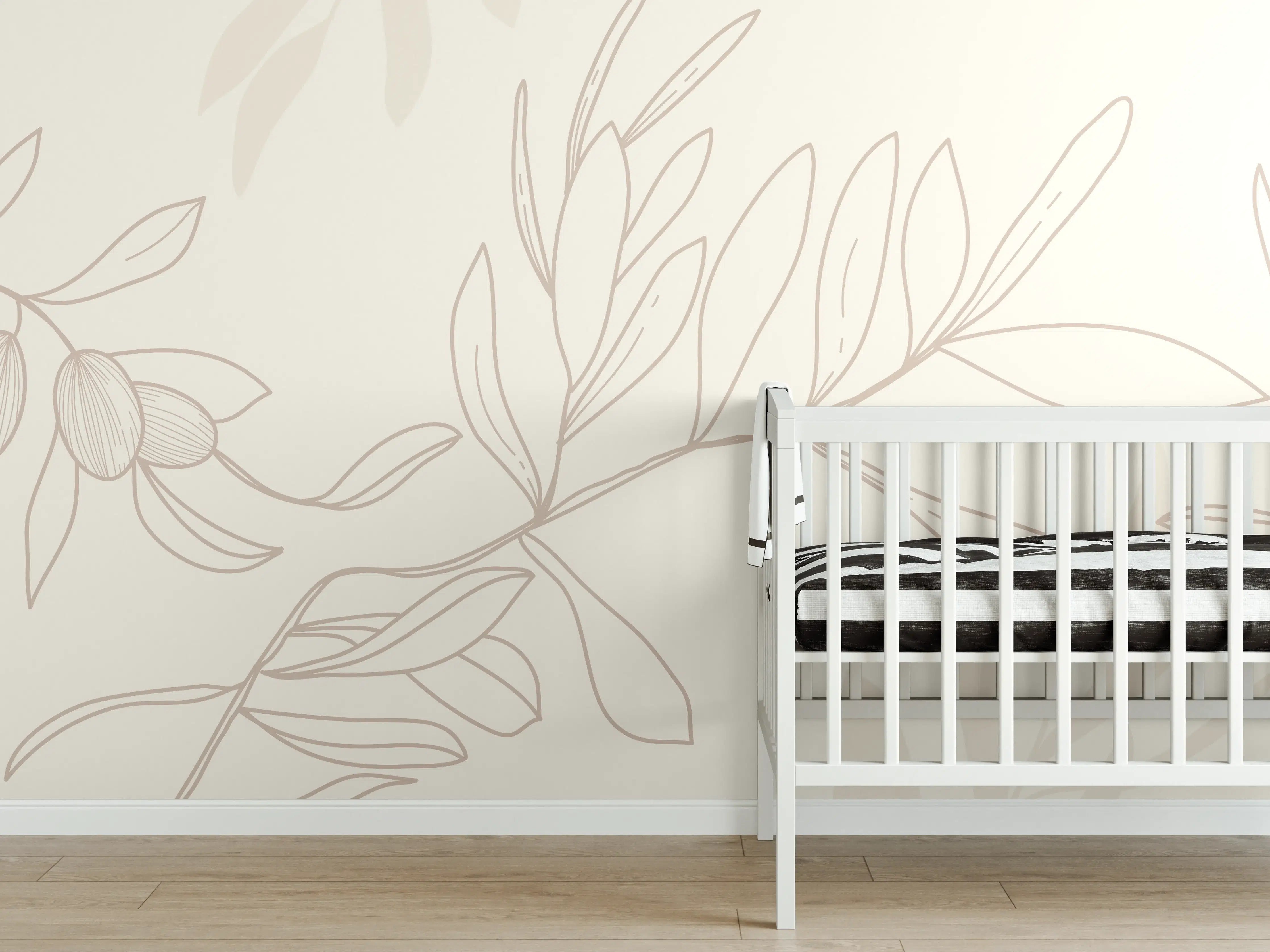 Babyzimmer Wandgestaltung - Beiger Olivenzweig