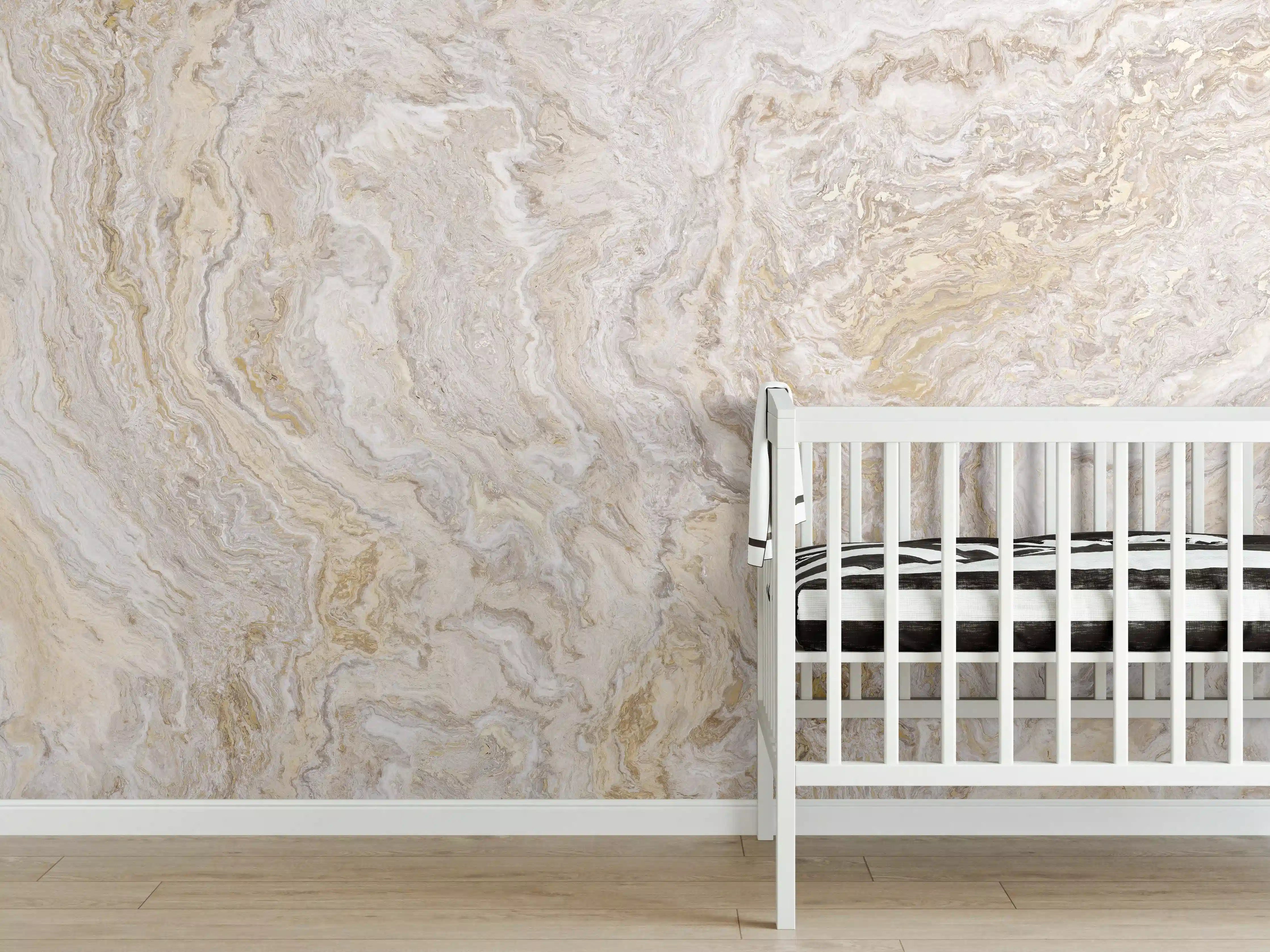 Babyzimmer Wandgestaltung - Beiger Travertinmarmor