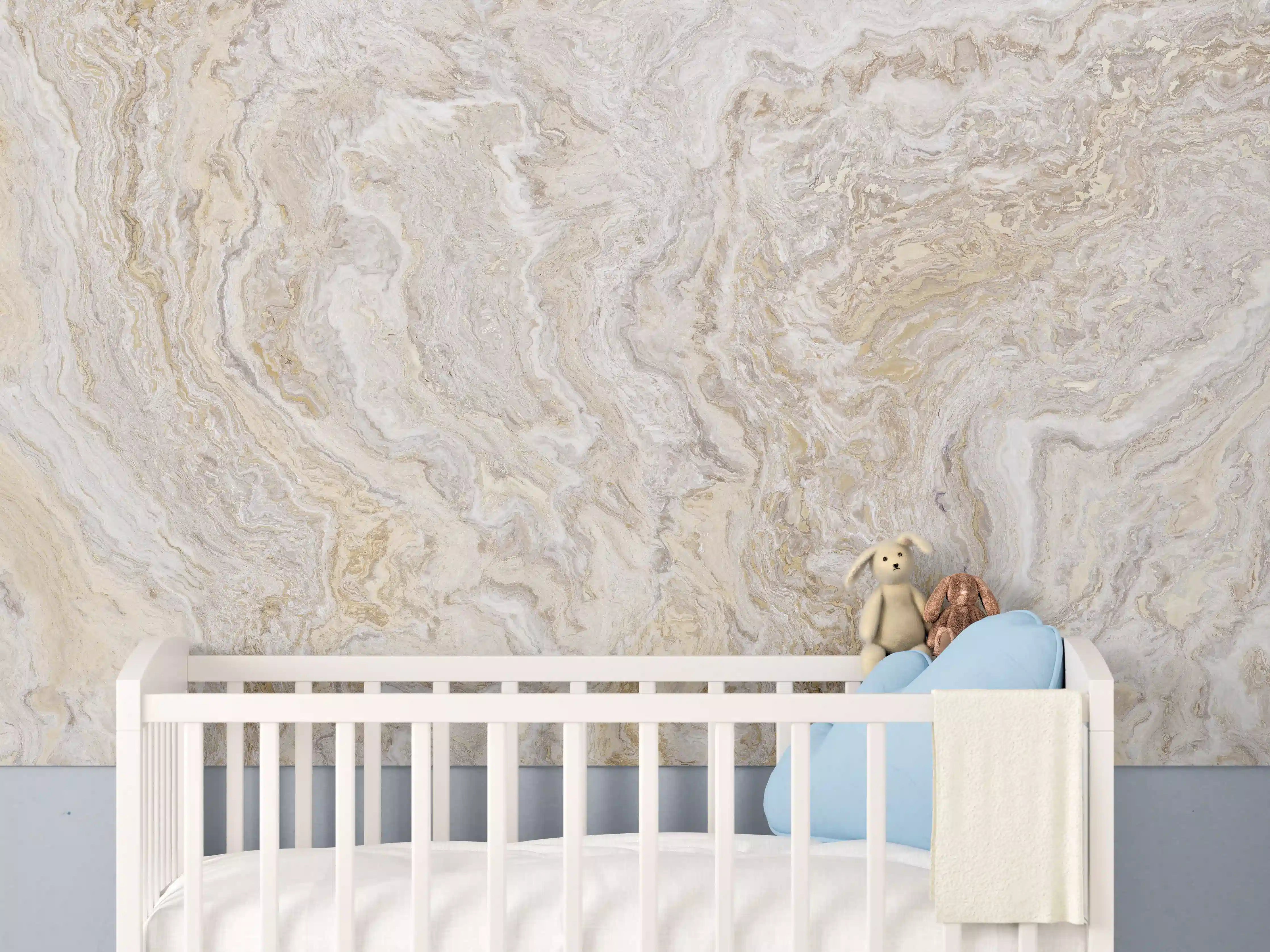 Babyzimmer Wandgestaltung - Beiger Travertinmarmor