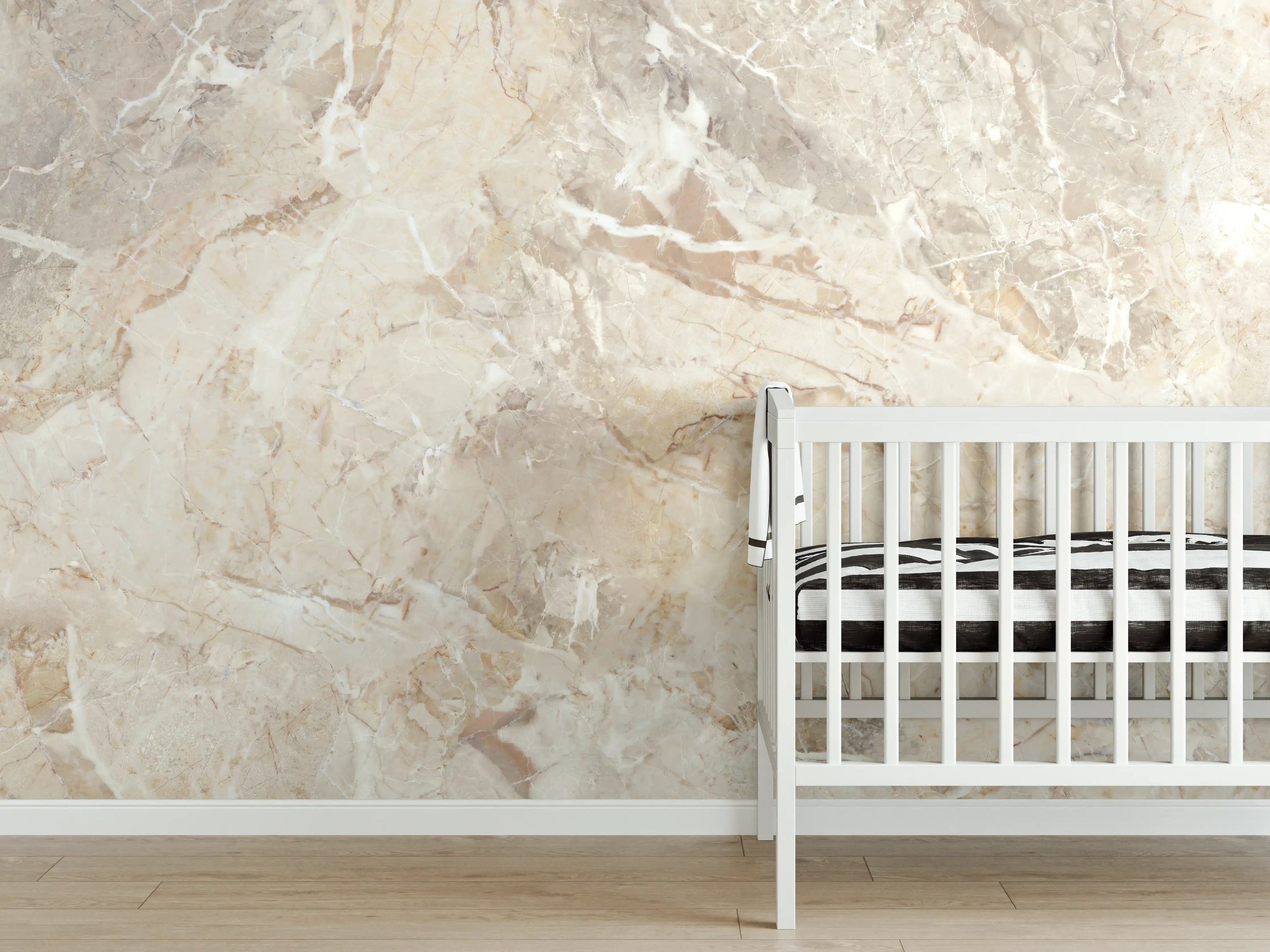 Babyzimmer Wandgestaltung - Beiges abstraktes Marmordesign
