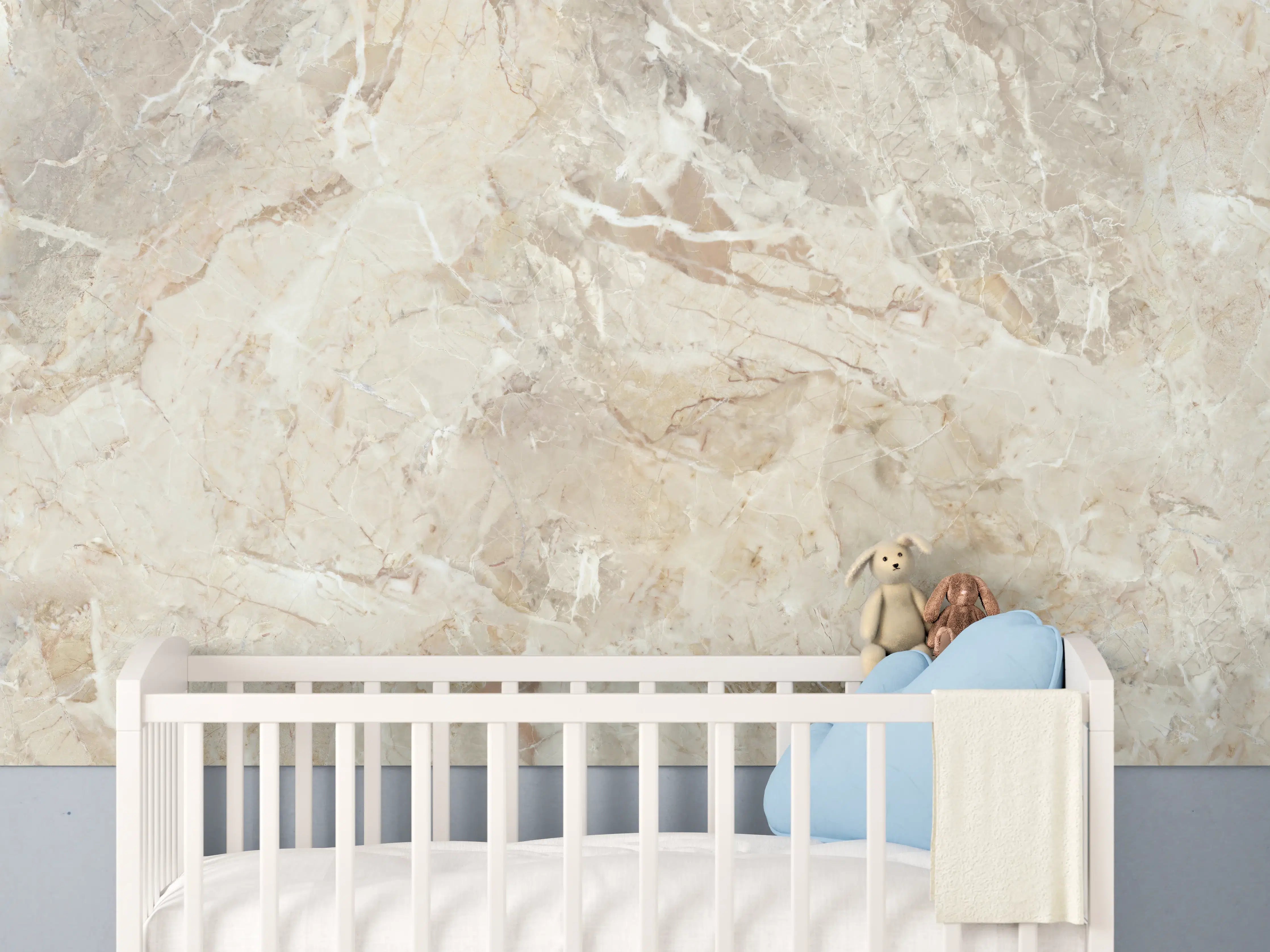 Babyzimmer Wandgestaltung - Beiges abstraktes Marmordesign