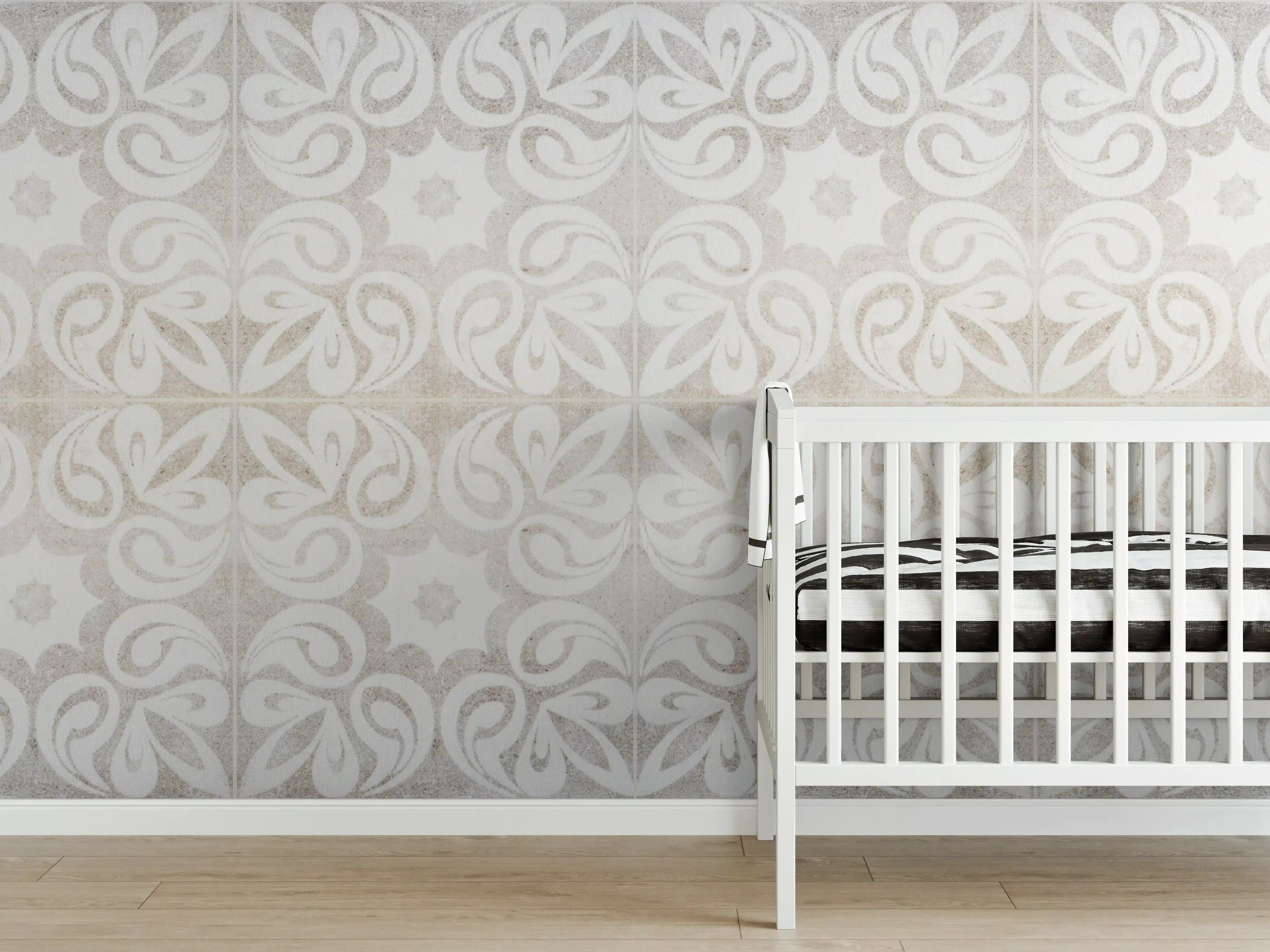 Babyzimmer Wandgestaltung - Beiges quadratisches Mosaikmotiv