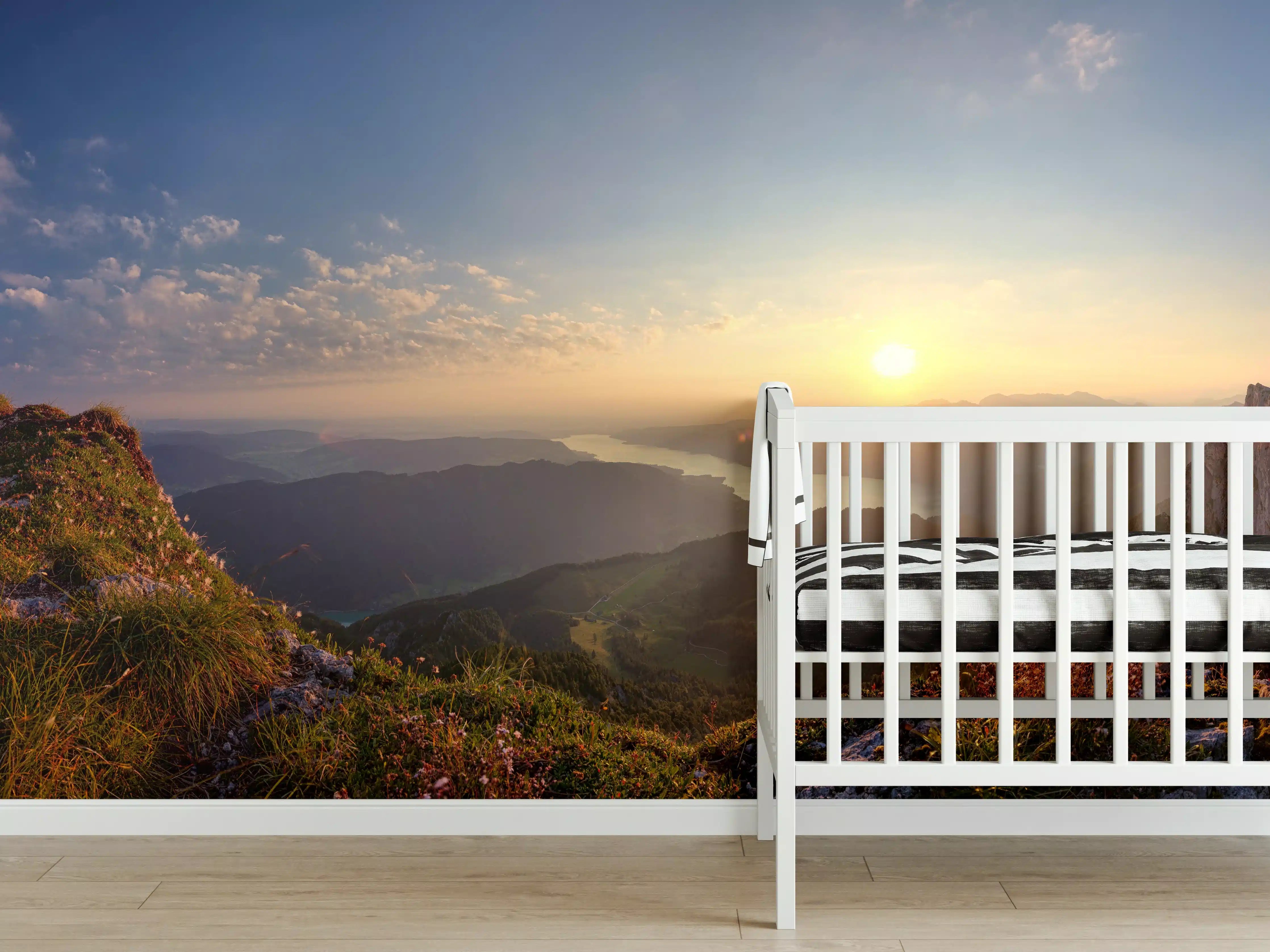 Babyzimmer Wandgestaltung - Berglandschafts Panorama