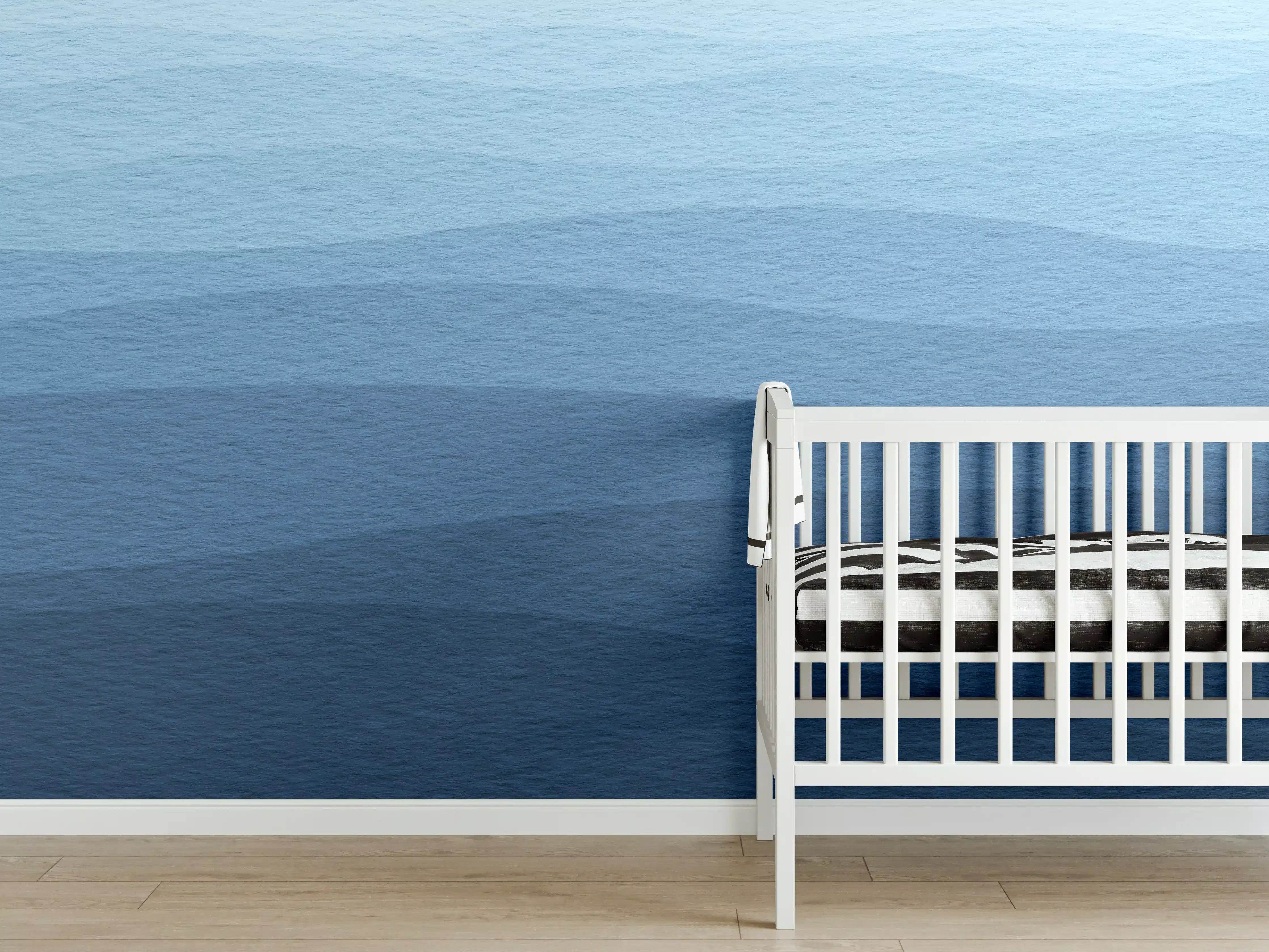 Babyzimmer Wandgestaltung - Beruhigende Blau-Gradient-Wellen-Textur