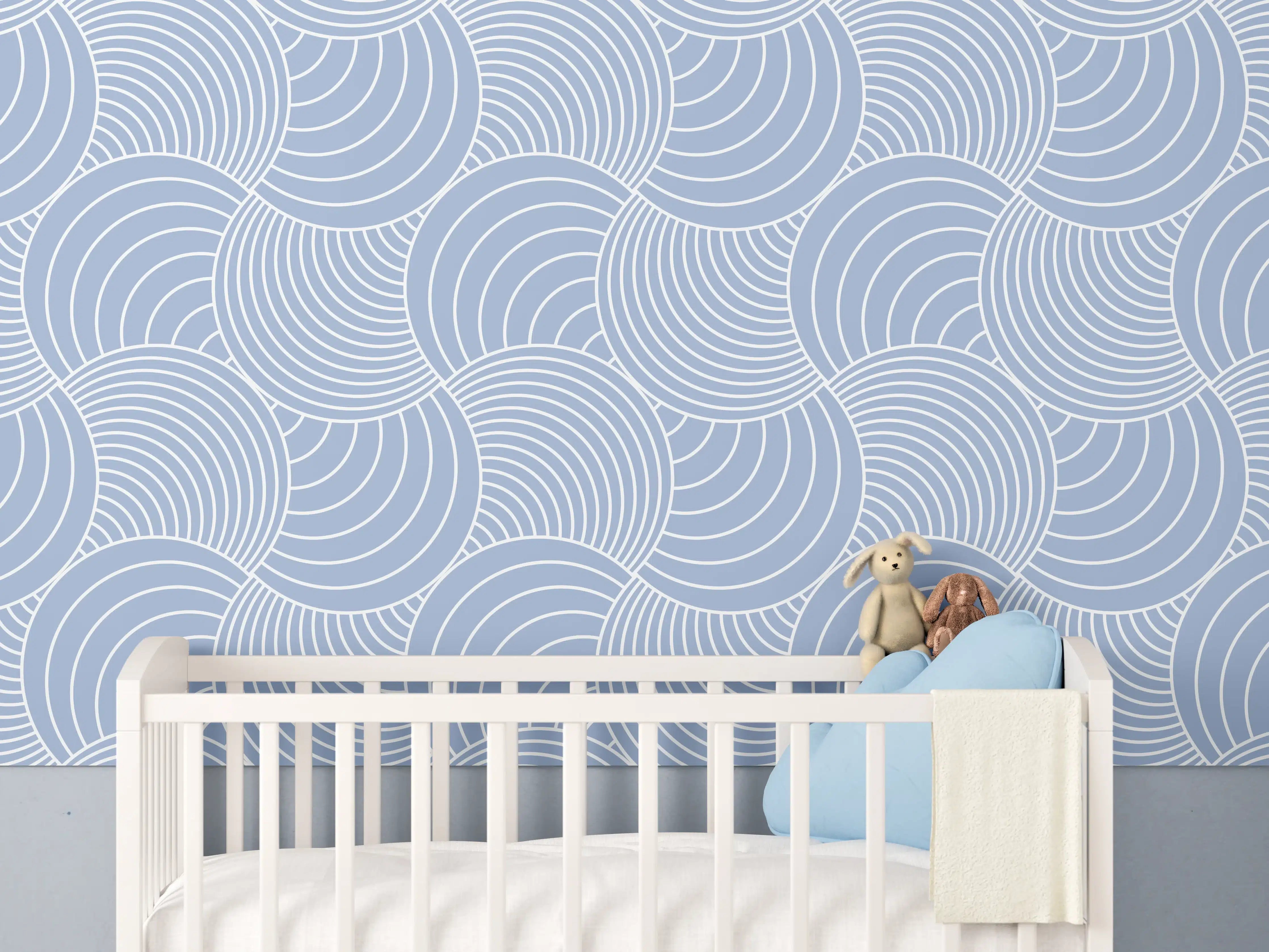 Babyzimmer Wandgestaltung - Beruhigendes Blau-Wellendes Design
