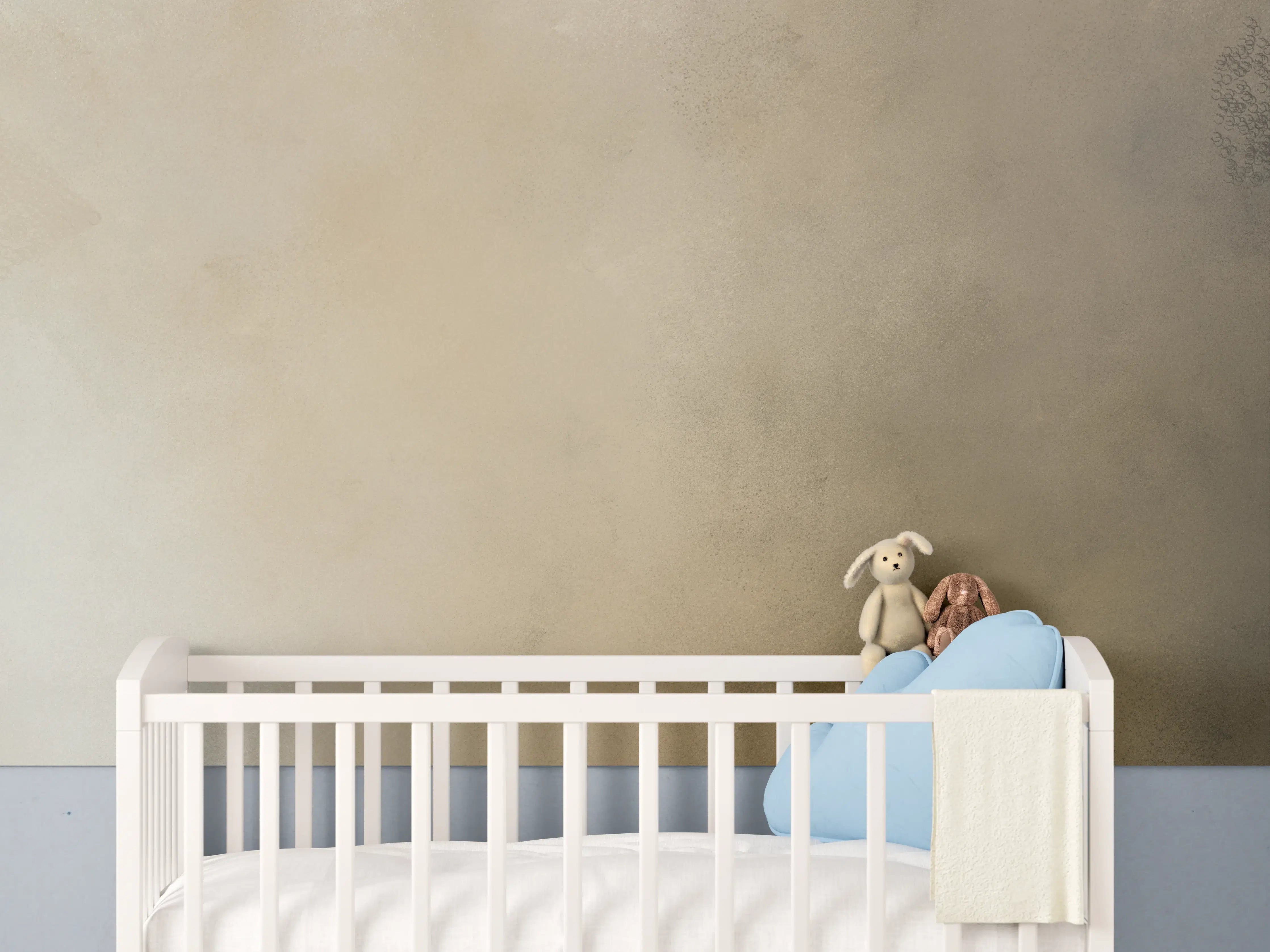 Babyzimmer Wandgestaltung - Betonoptik mit Grau- und Beigetönen