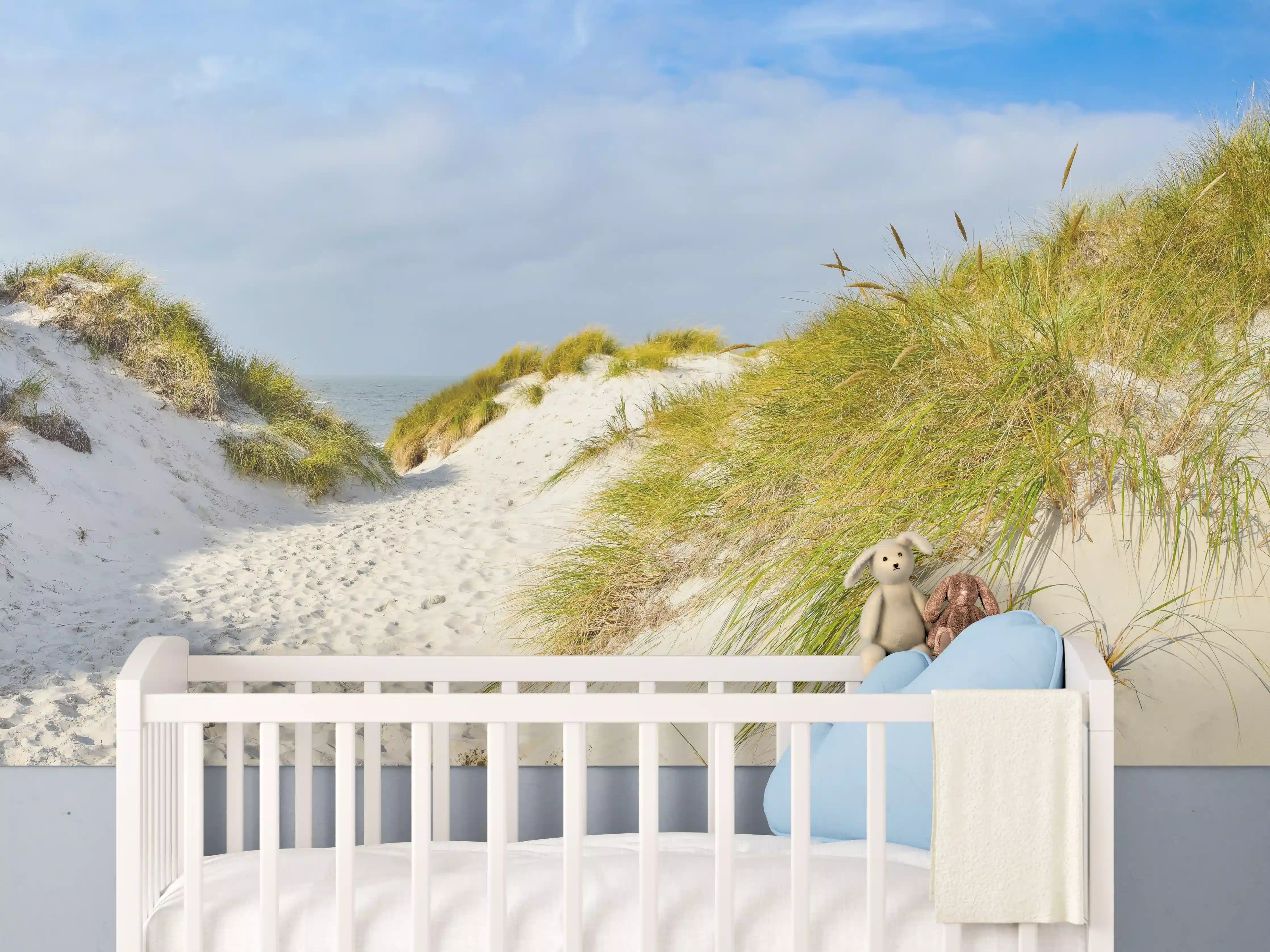 Babyzimmer Wandgestaltung - Bilderbuch-Strandlandschaft mit Dünen