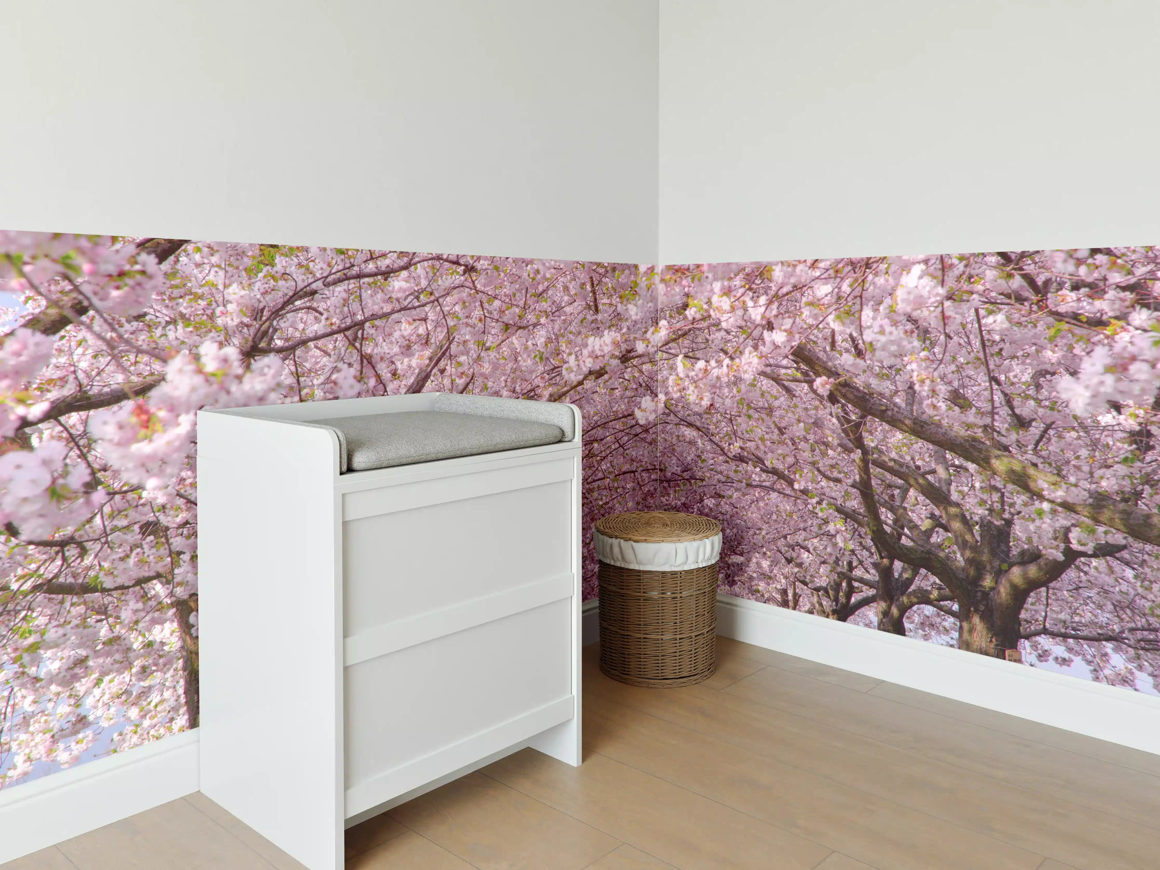 Babyzimmer Wandgestaltung - Birchblüten im Frühlingslicht