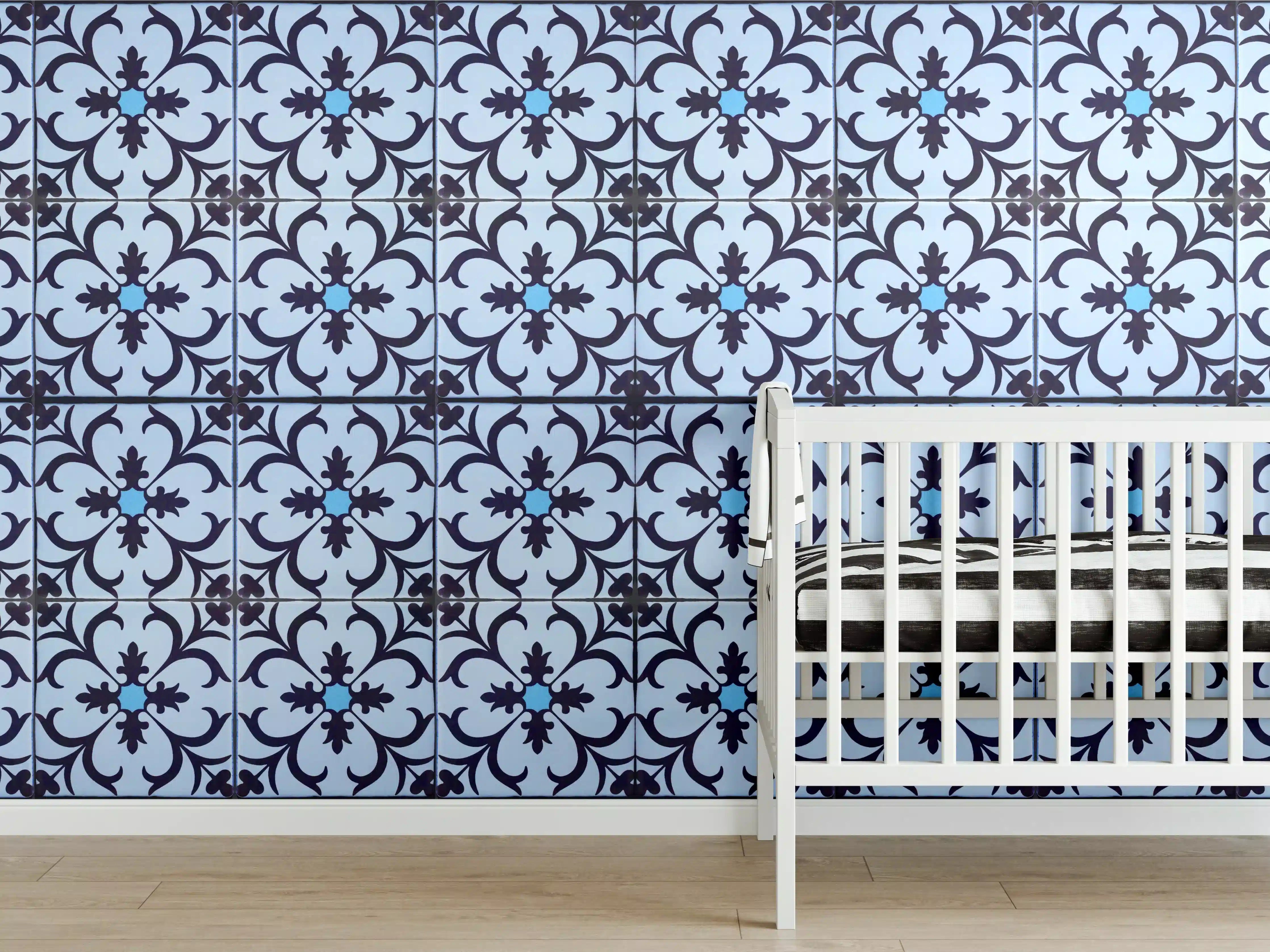 Babyzimmer Wandgestaltung - Bläulich traditionelles Mosaik Motiv