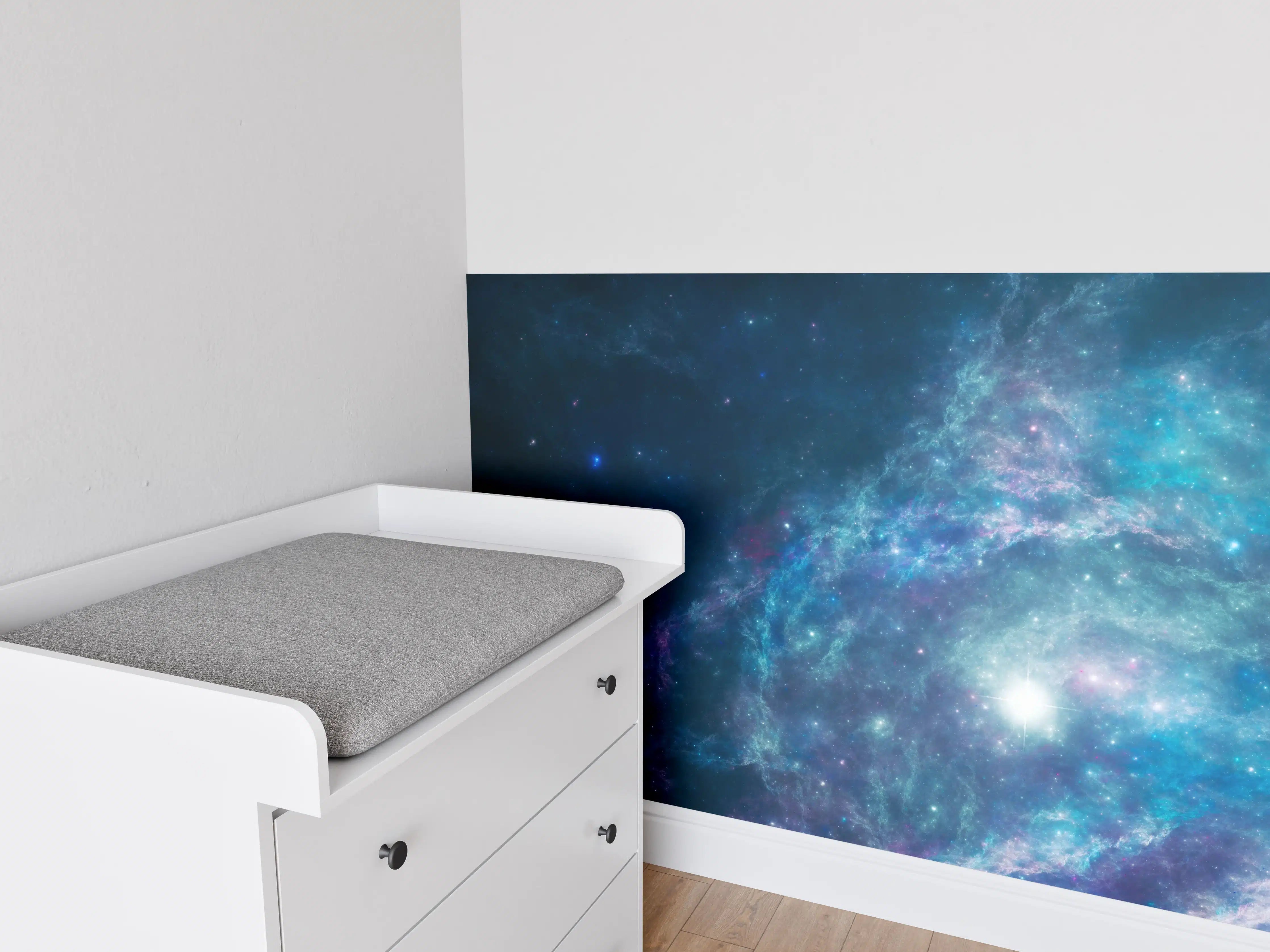 Babyzimmer Wandgestaltung - Bläulicher epischer Kosmos