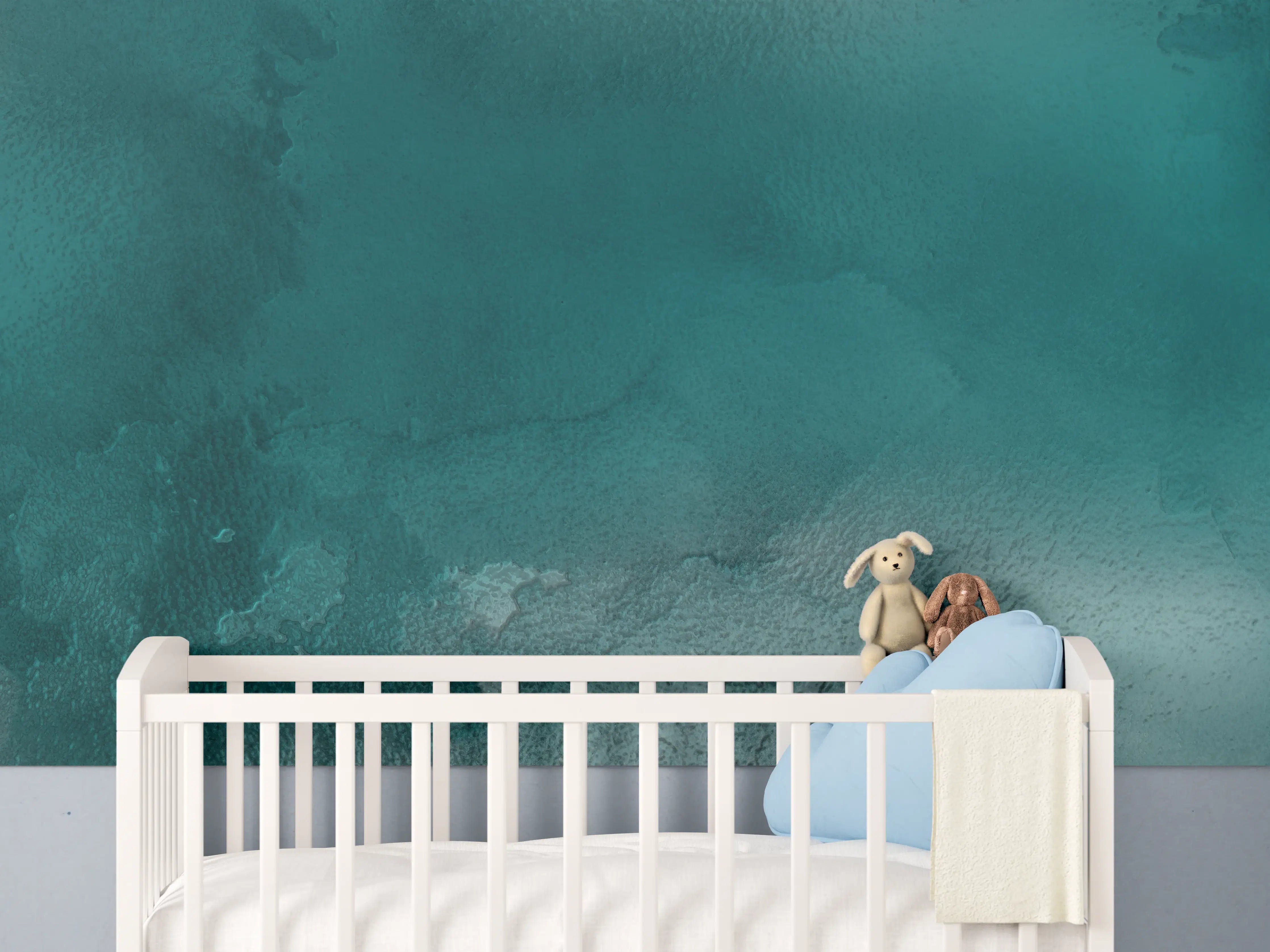 Babyzimmer Wandgestaltung - Bläuliches Aquarell Wassermuster