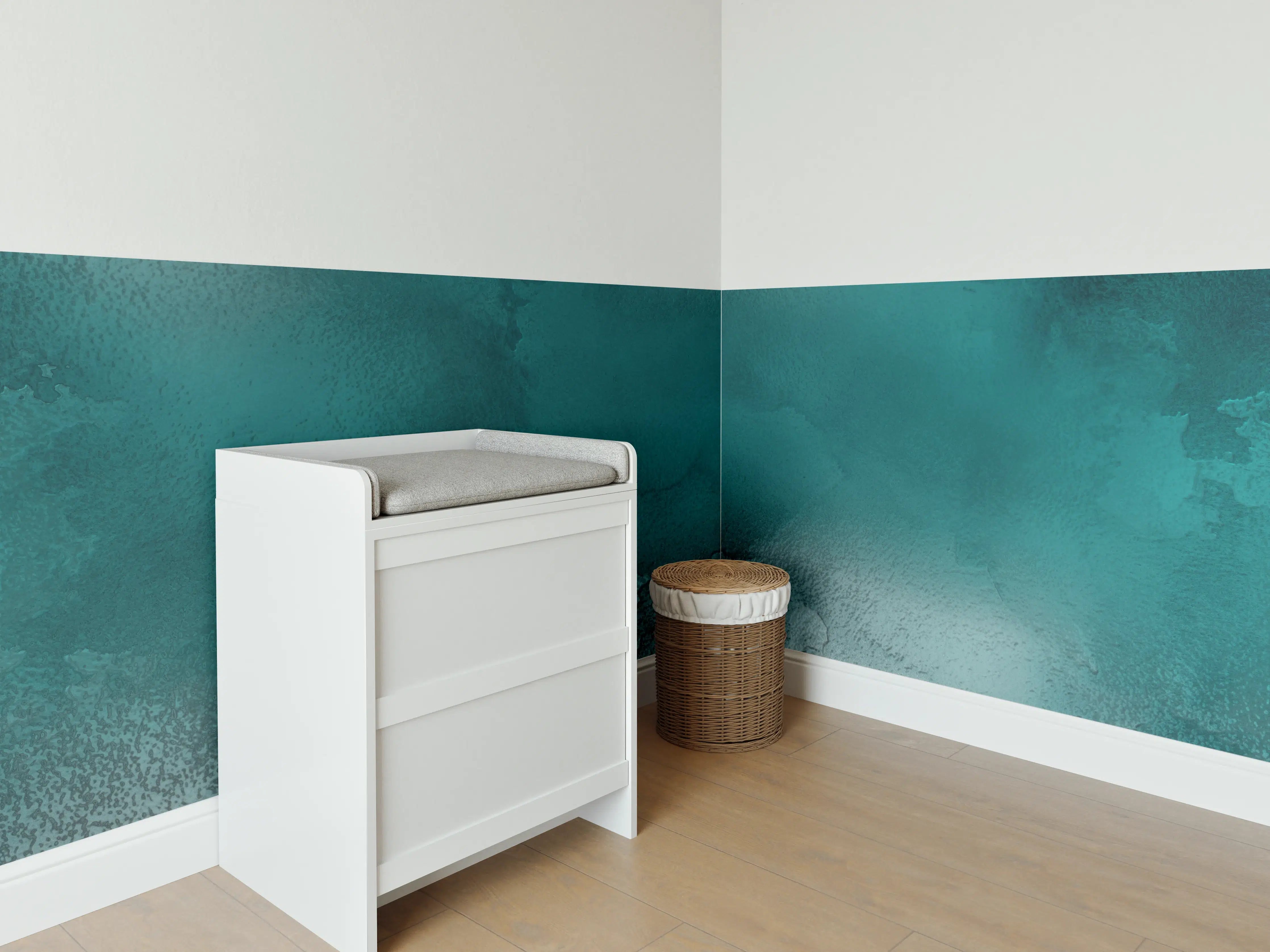 Babyzimmer Wandgestaltung - Bläuliches Aquarell Wassermuster