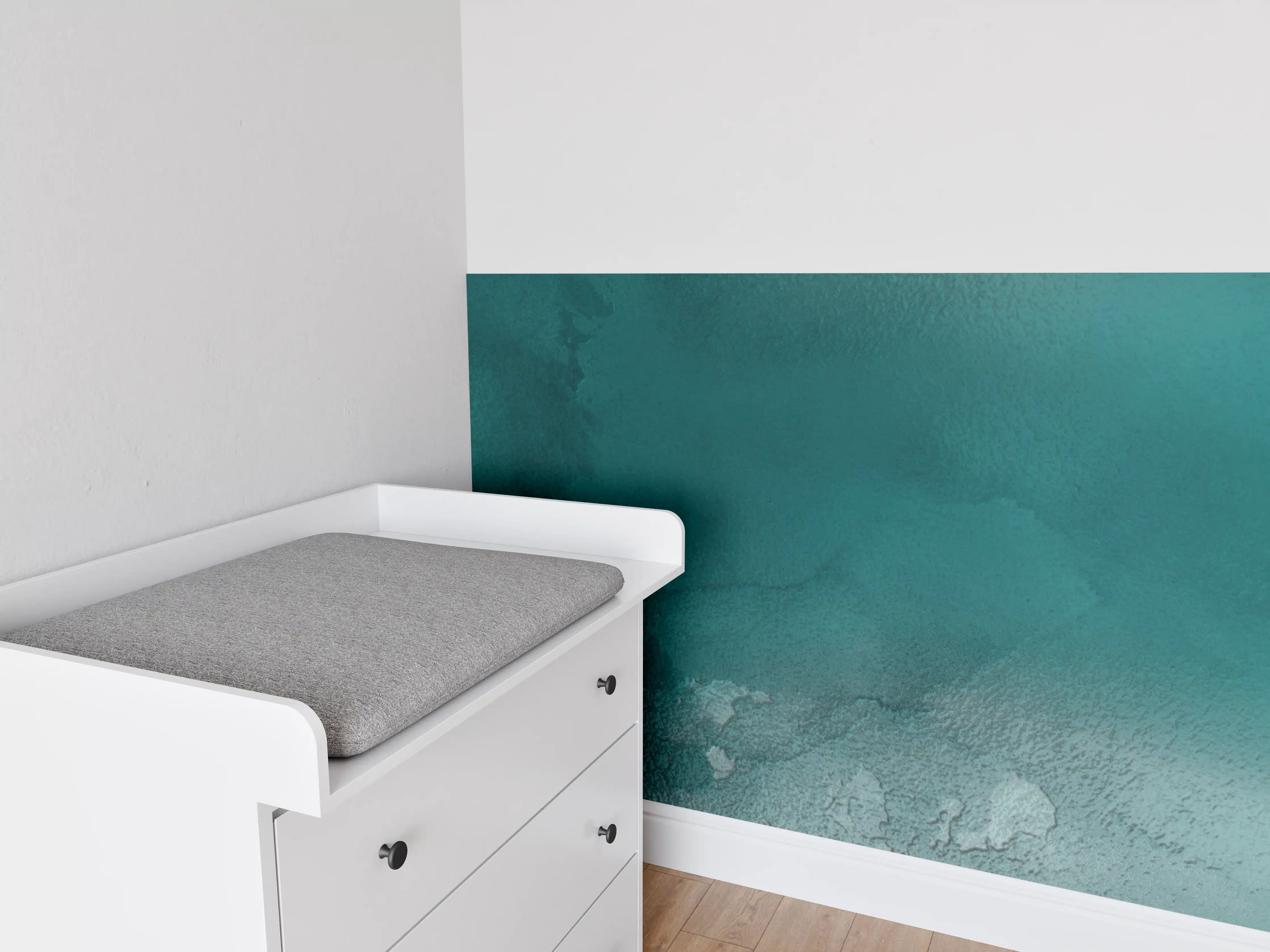 Babyzimmer Wandgestaltung - Bläuliches Aquarell Wassermuster