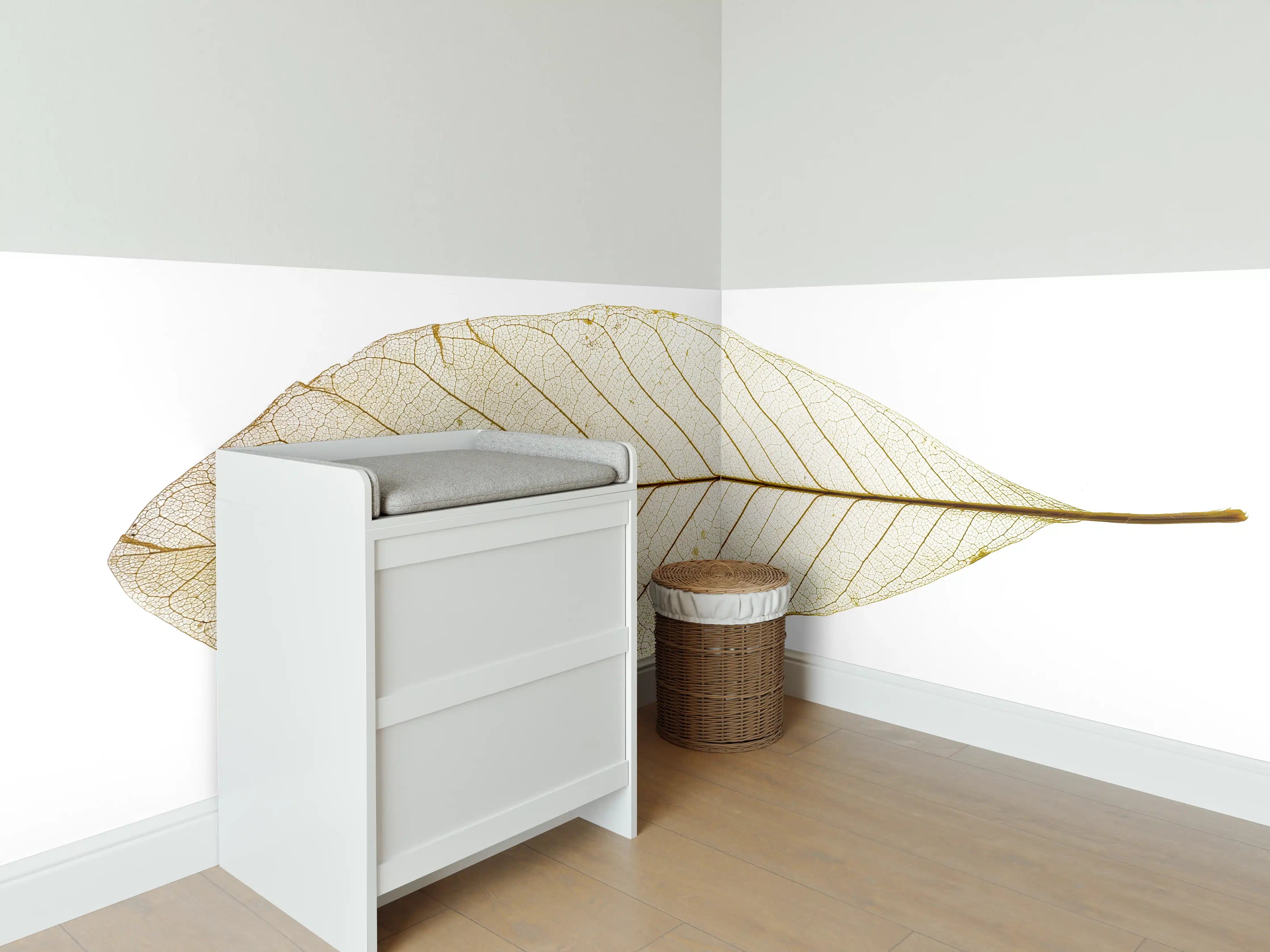 Babyzimmer Wandgestaltung - Blatt-Textur-Muster