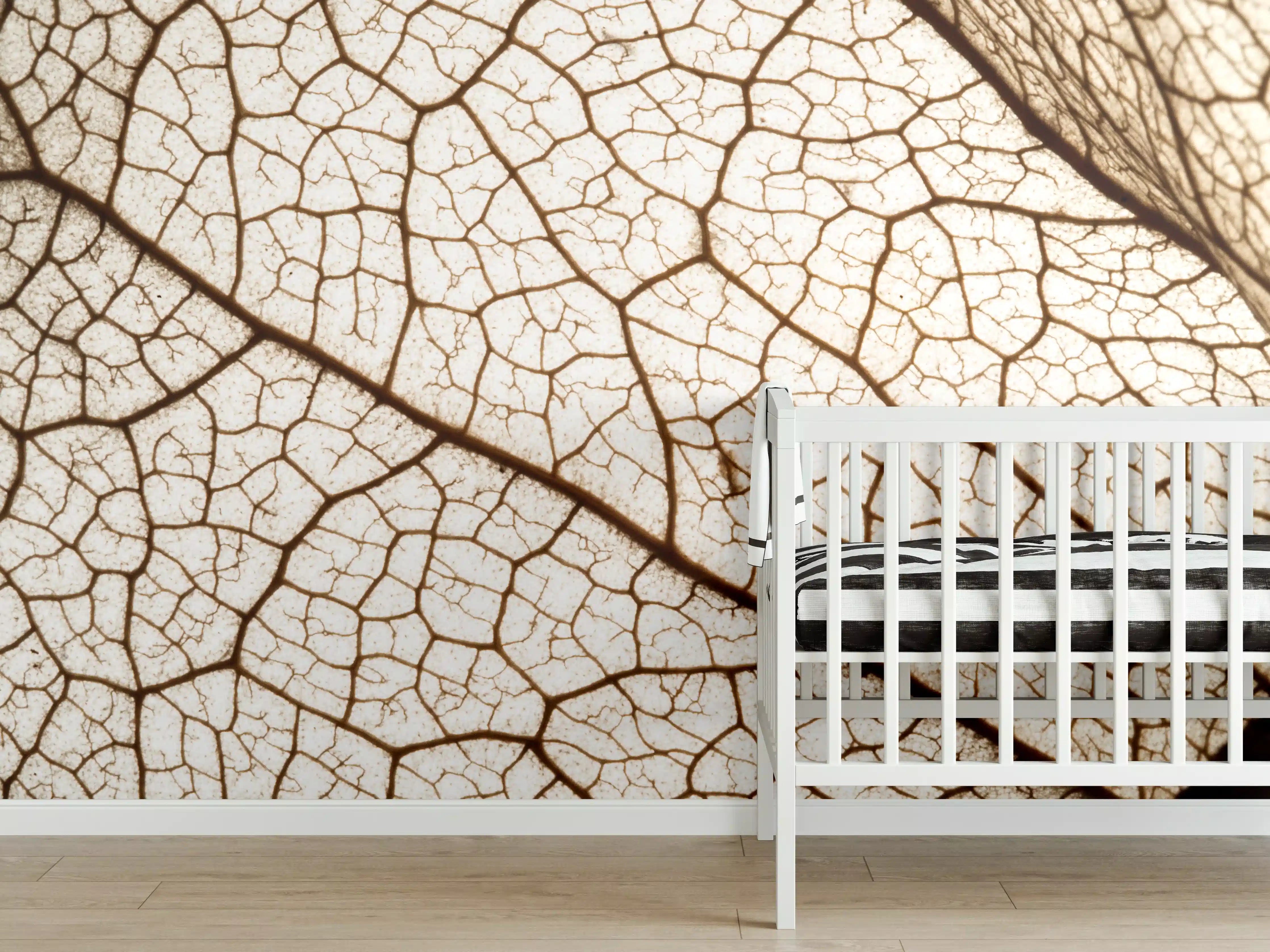 Babyzimmer Wandgestaltung - Blatttextur im Detail
