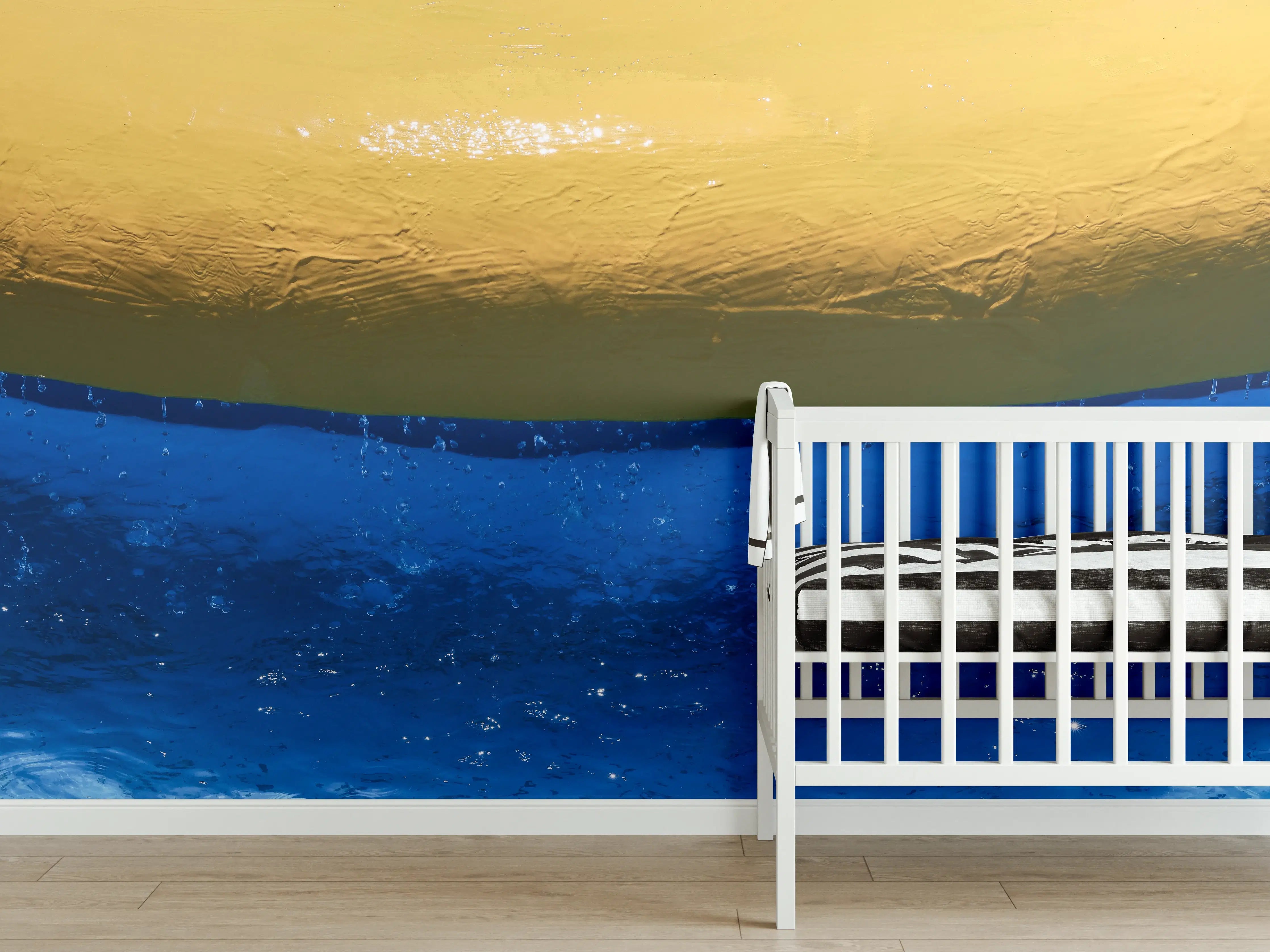 Babyzimmer Wandgestaltung - Blau-Gelbes Pool-Design