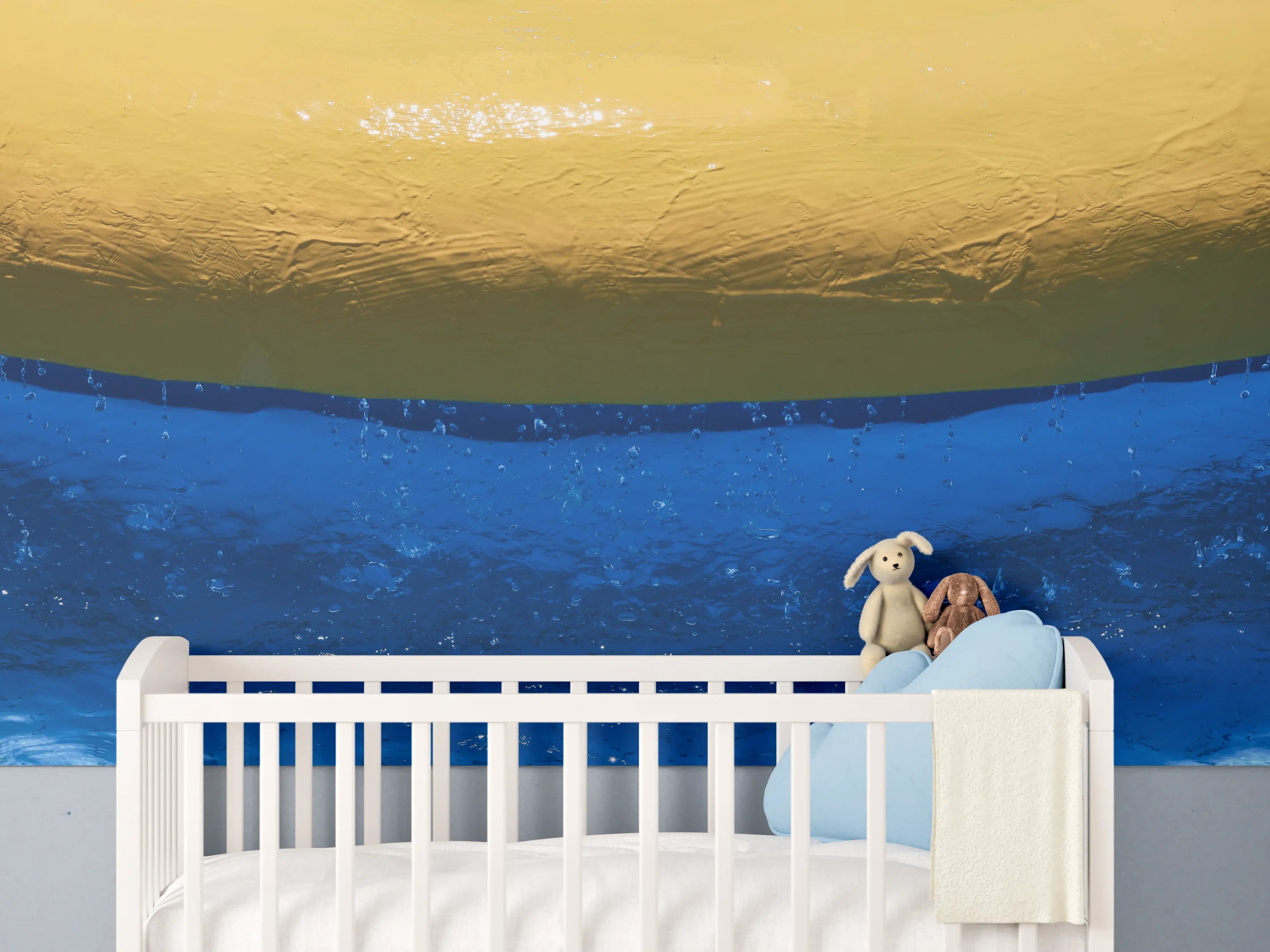 Babyzimmer Wandgestaltung - Blau-Gelbes Pool-Design
