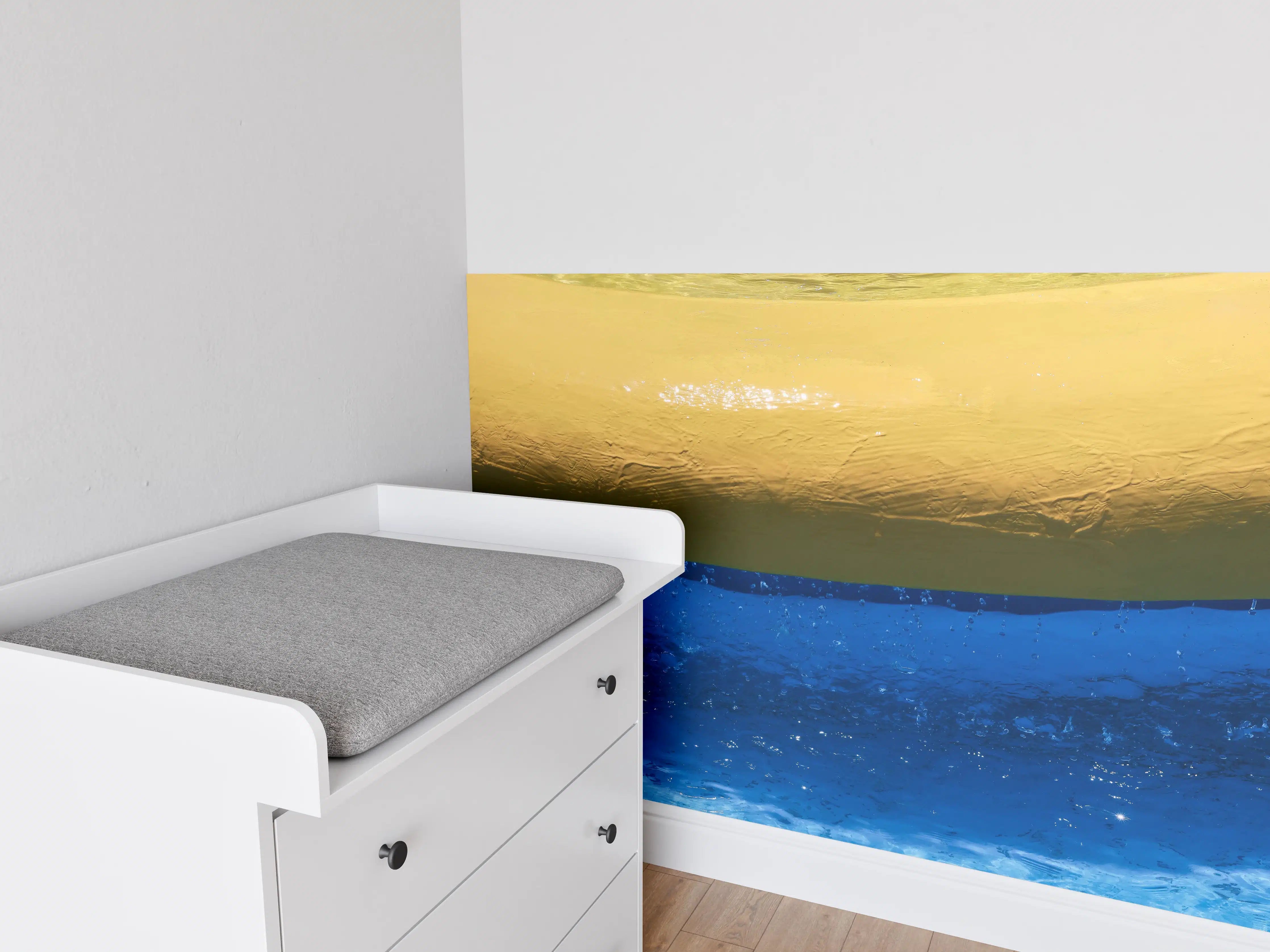 Babyzimmer Wandgestaltung - Blau-Gelbes Pool-Design
