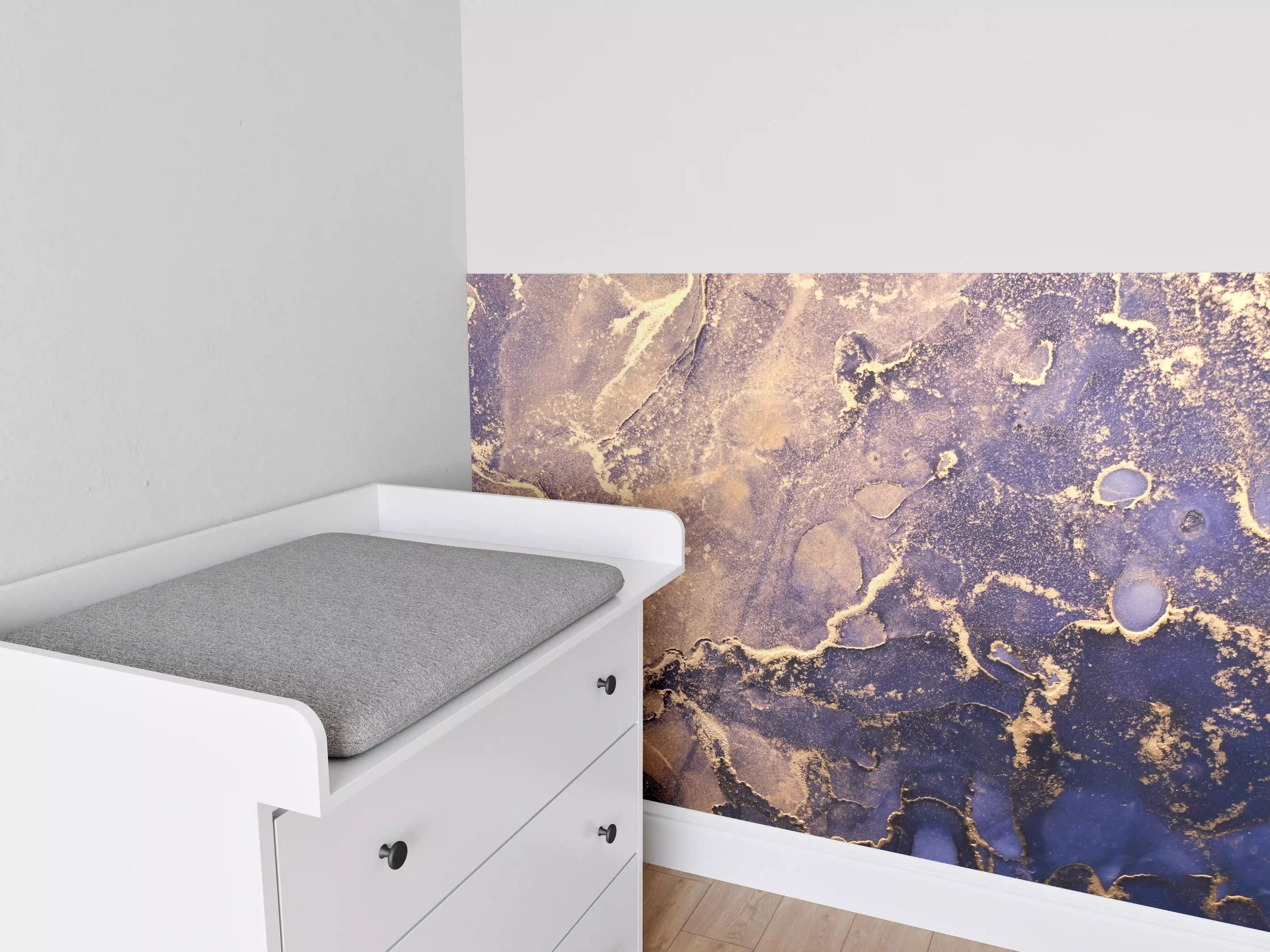 Babyzimmer Wandgestaltung - Blau-Gold-Marble-Textur