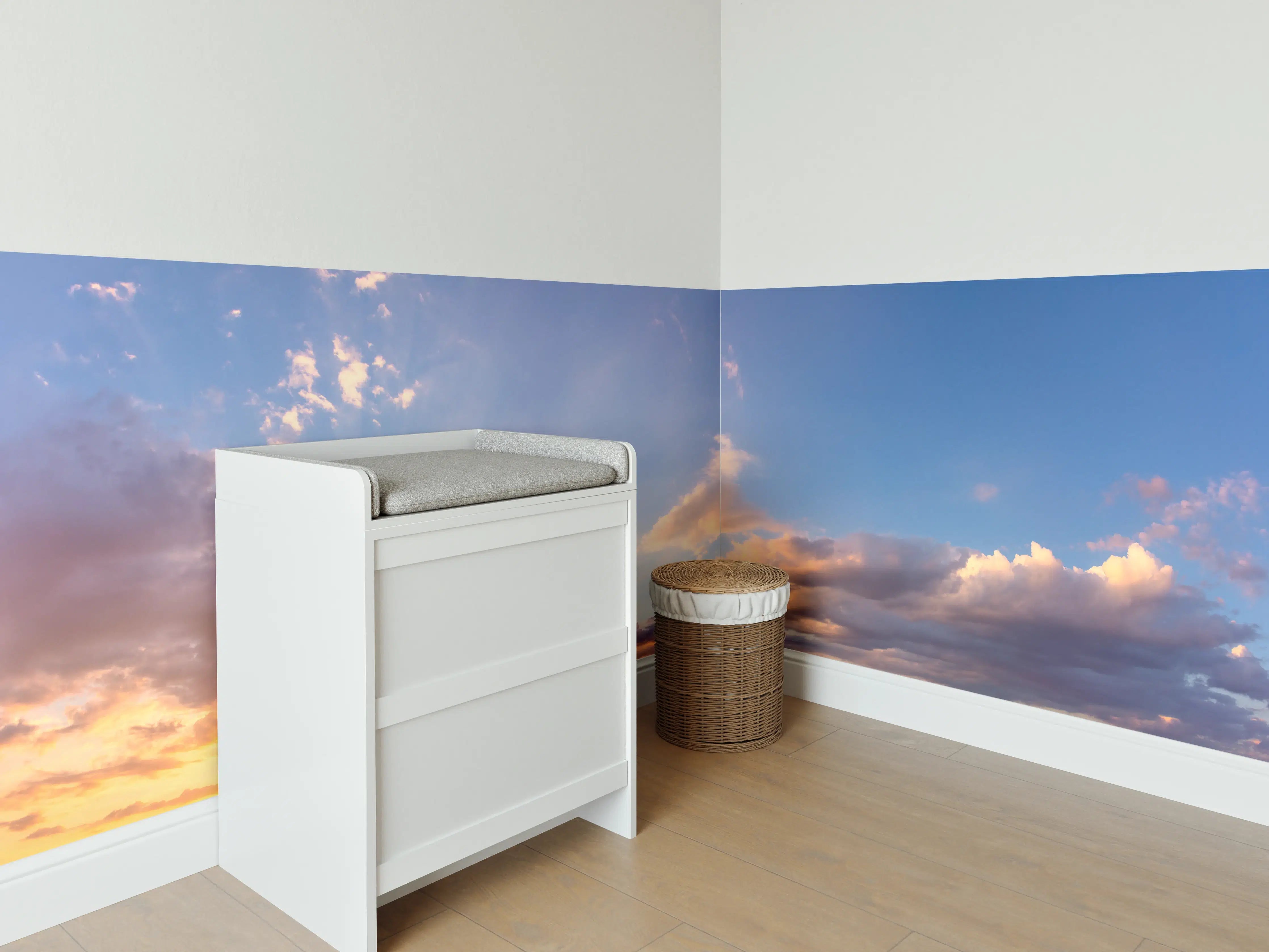 Babyzimmer Wandgestaltung - Blau-Orange Sonnenuntergang