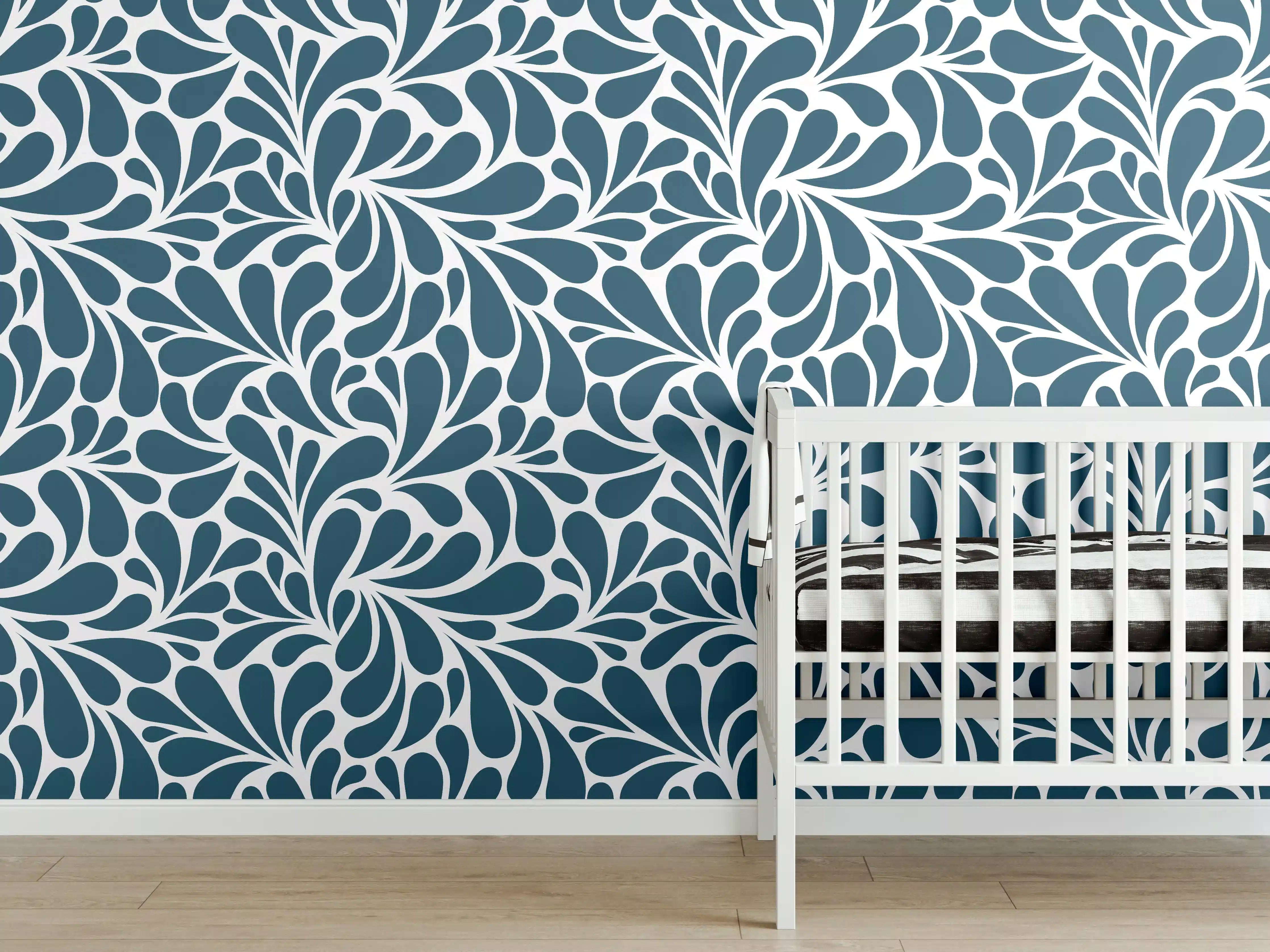 Babyzimmer Wandgestaltung - Blau Petrolio - Elegante Wandgestaltung