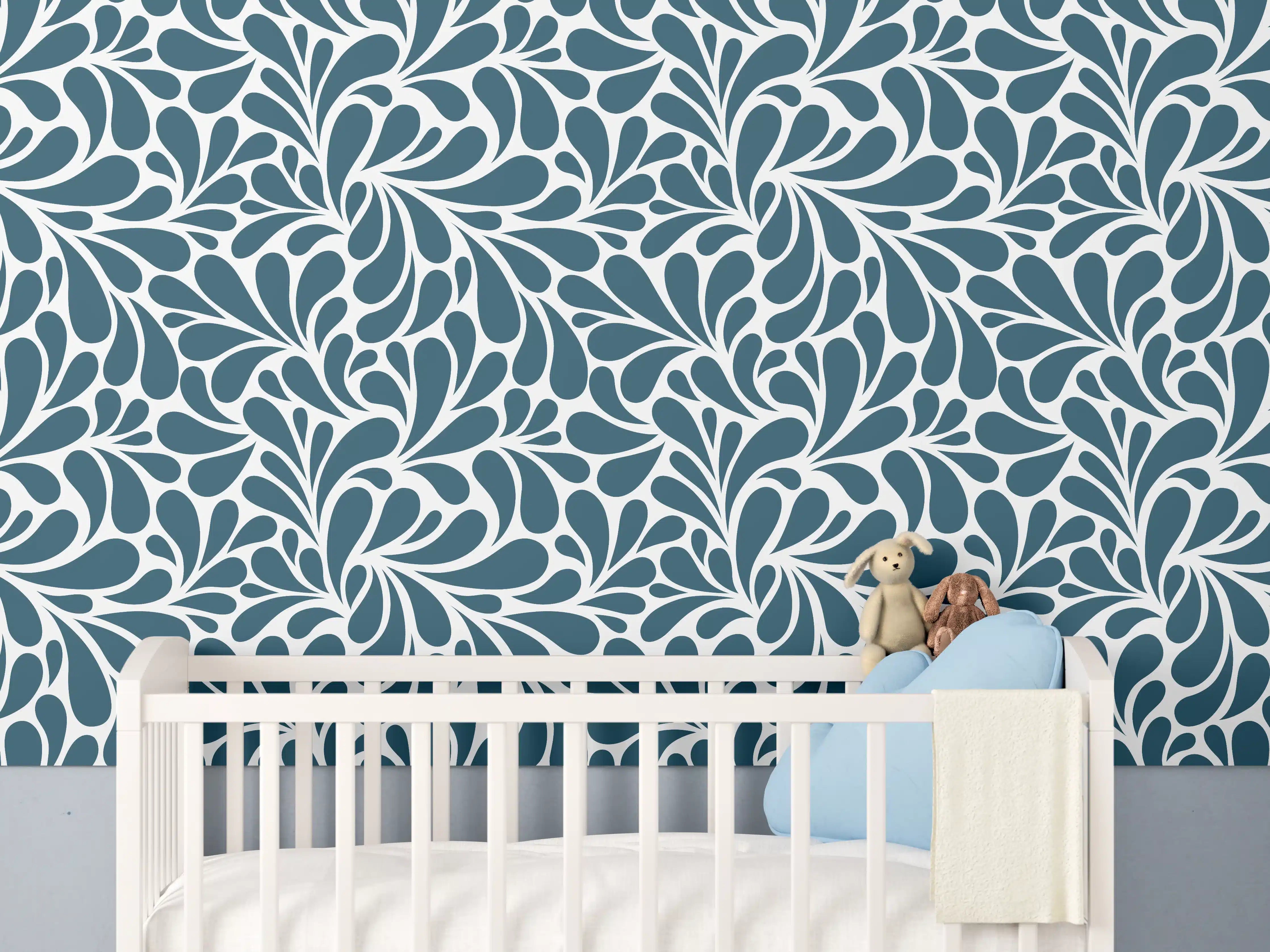 Babyzimmer Wandgestaltung - Blau Petrolio - Elegante Wandgestaltung