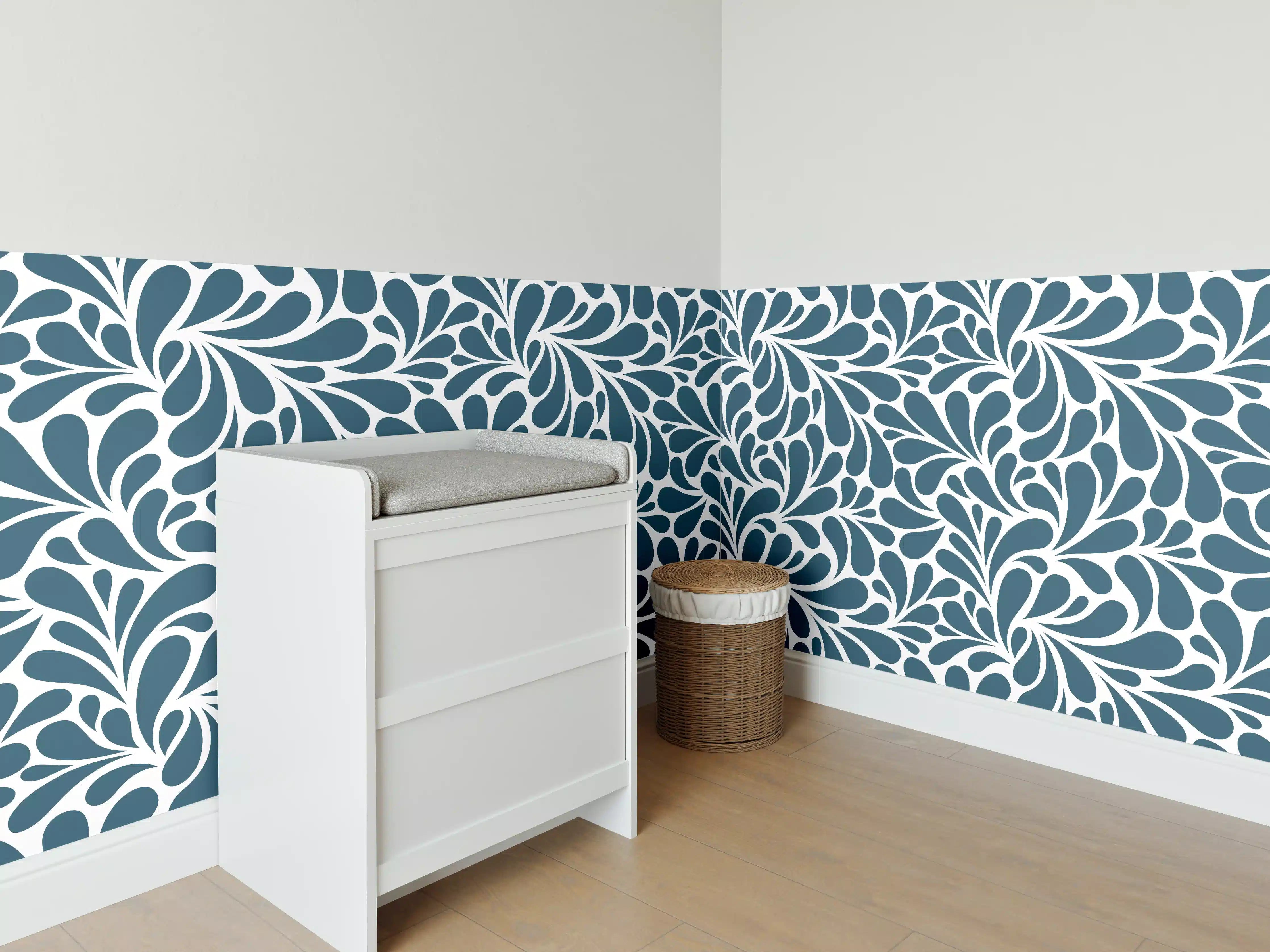 Babyzimmer Wandgestaltung - Blau Petrolio - Elegante Wandgestaltung
