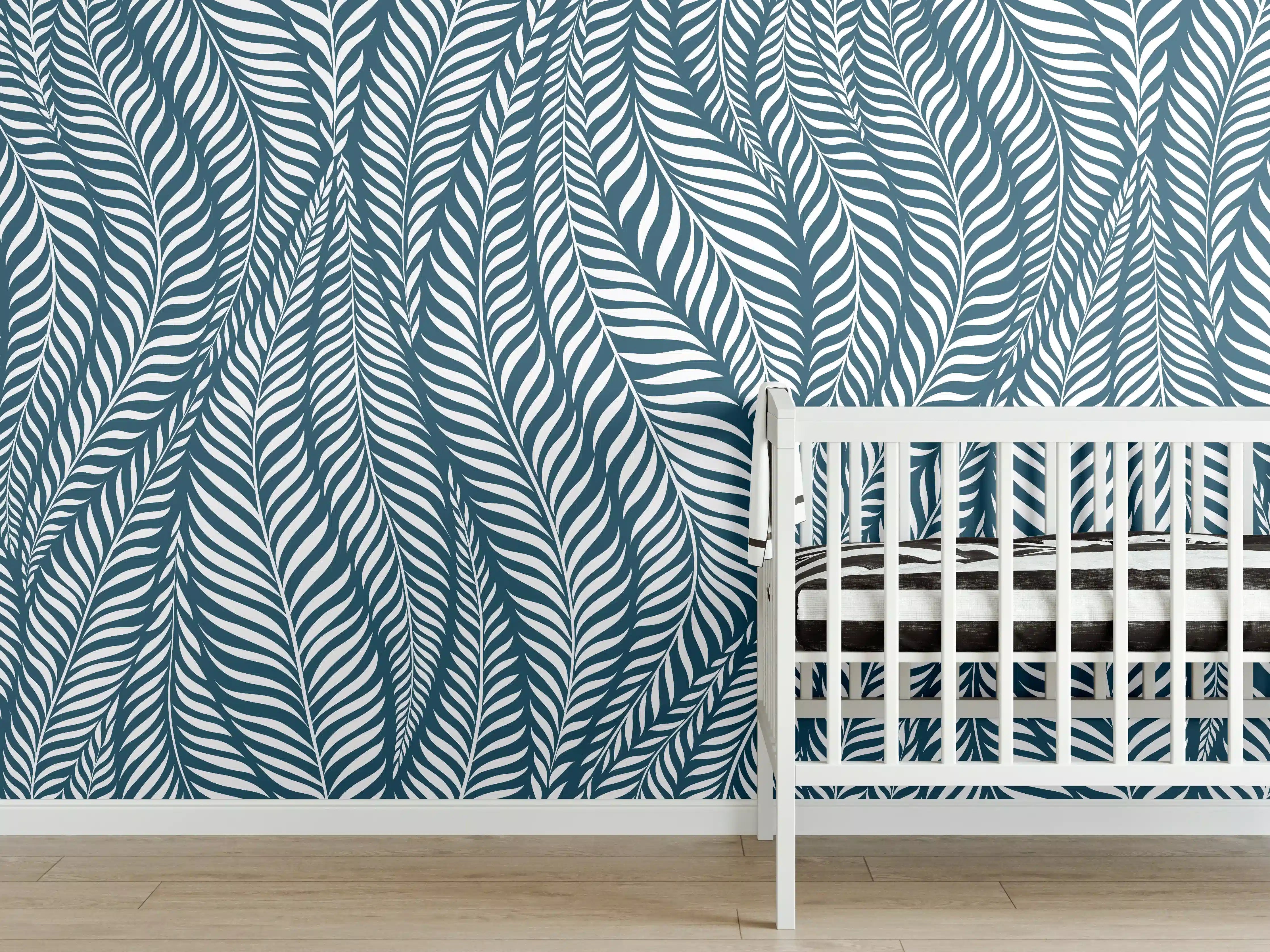 Babyzimmer Wandgestaltung - Blau Petrolio Wellen-Design