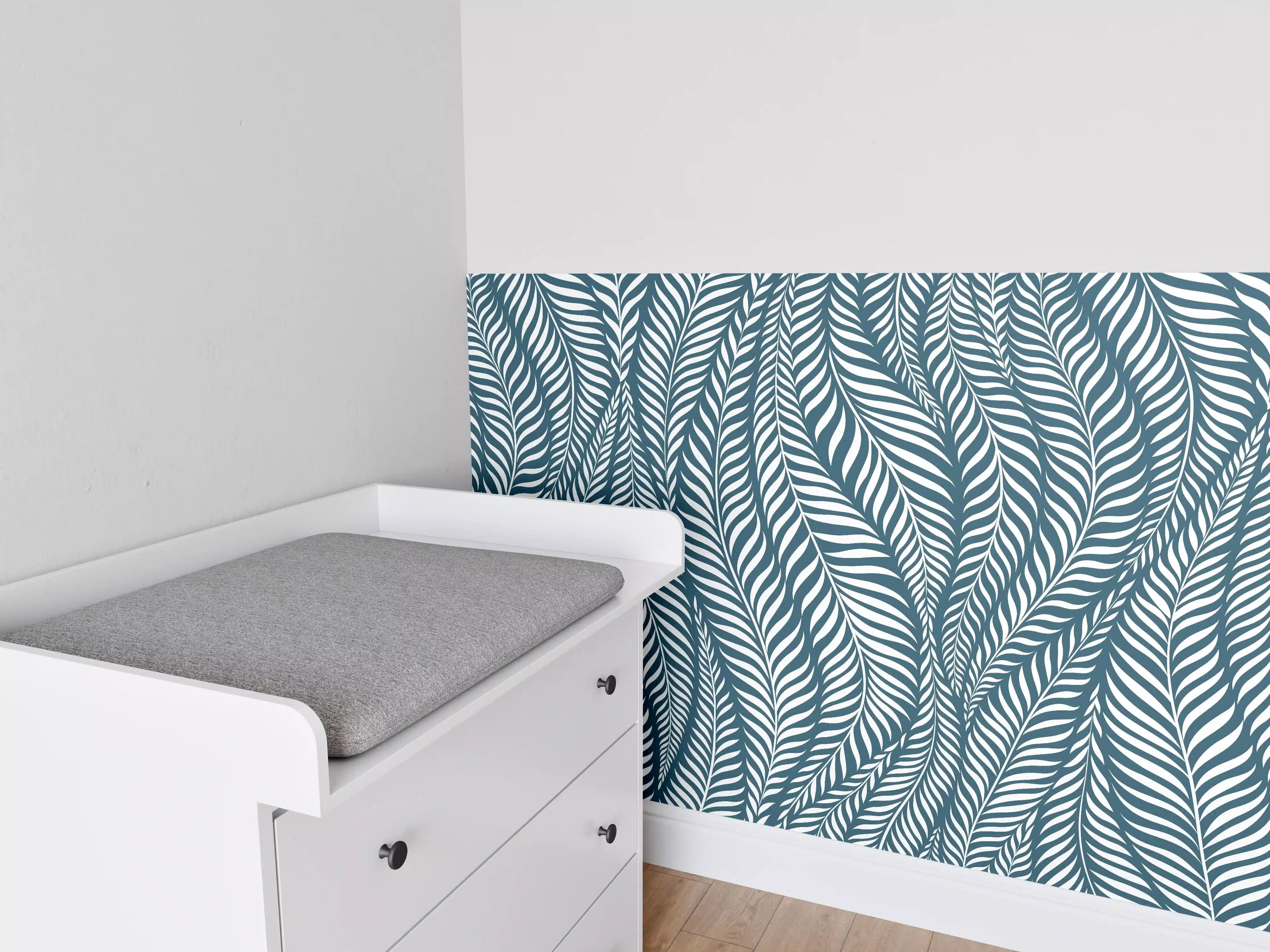 Babyzimmer Wandgestaltung - Blau Petrolio Wellen-Design