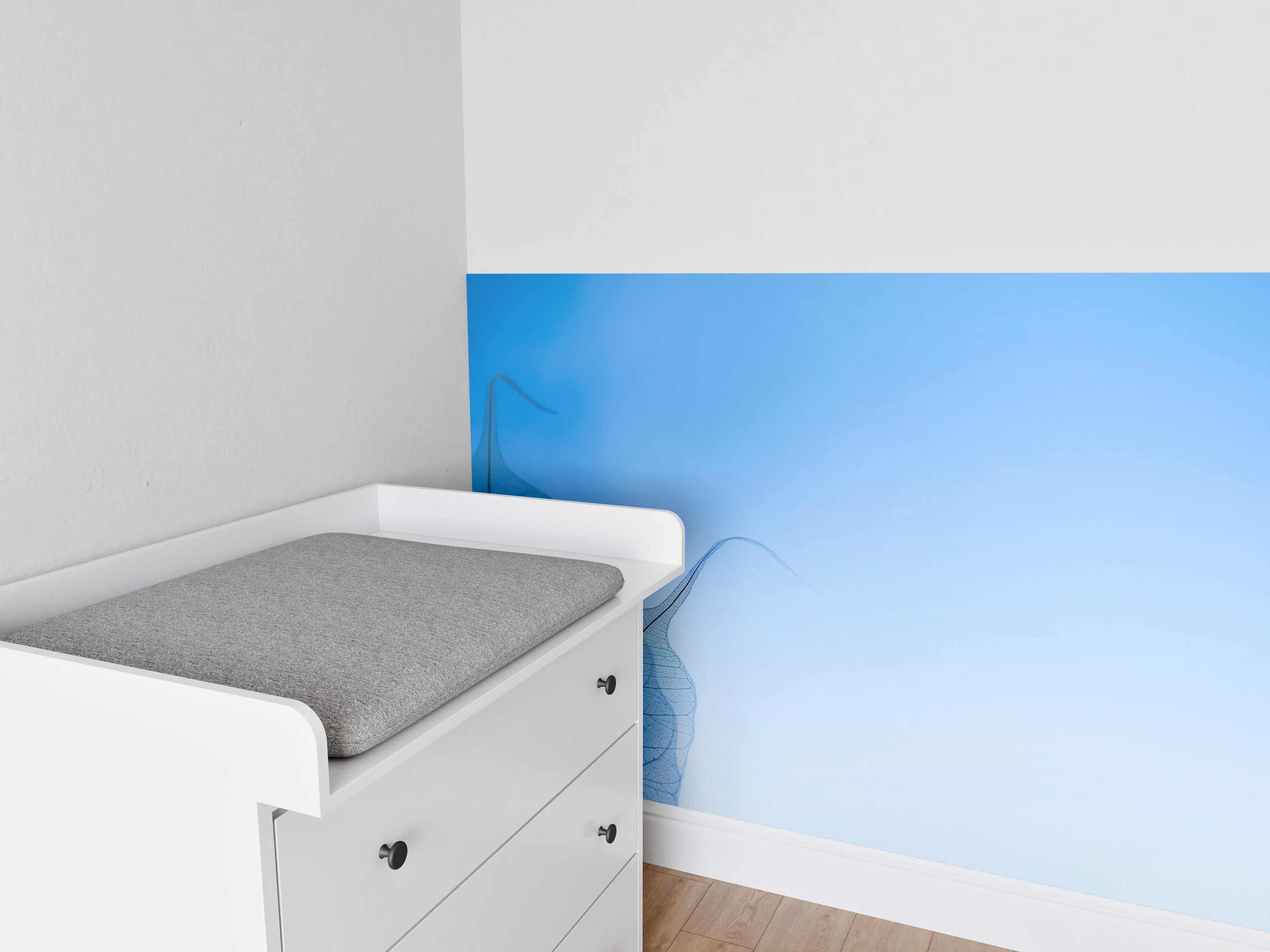 Babyzimmer Wandgestaltung - Blau-Veined Transparentes Blattbild