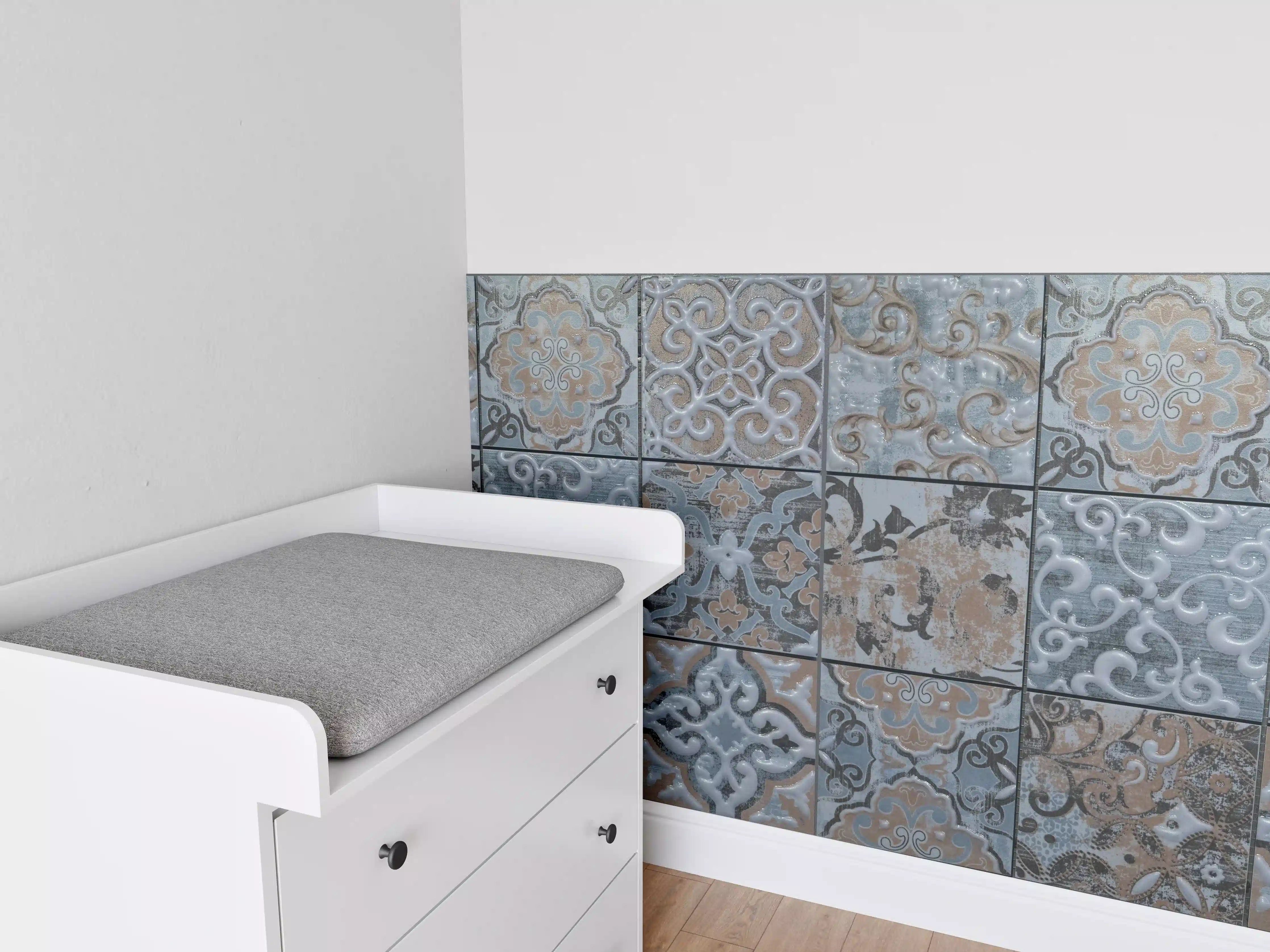 Babyzimmer Wandgestaltung - Blau geometrische Mosaik Fliesen