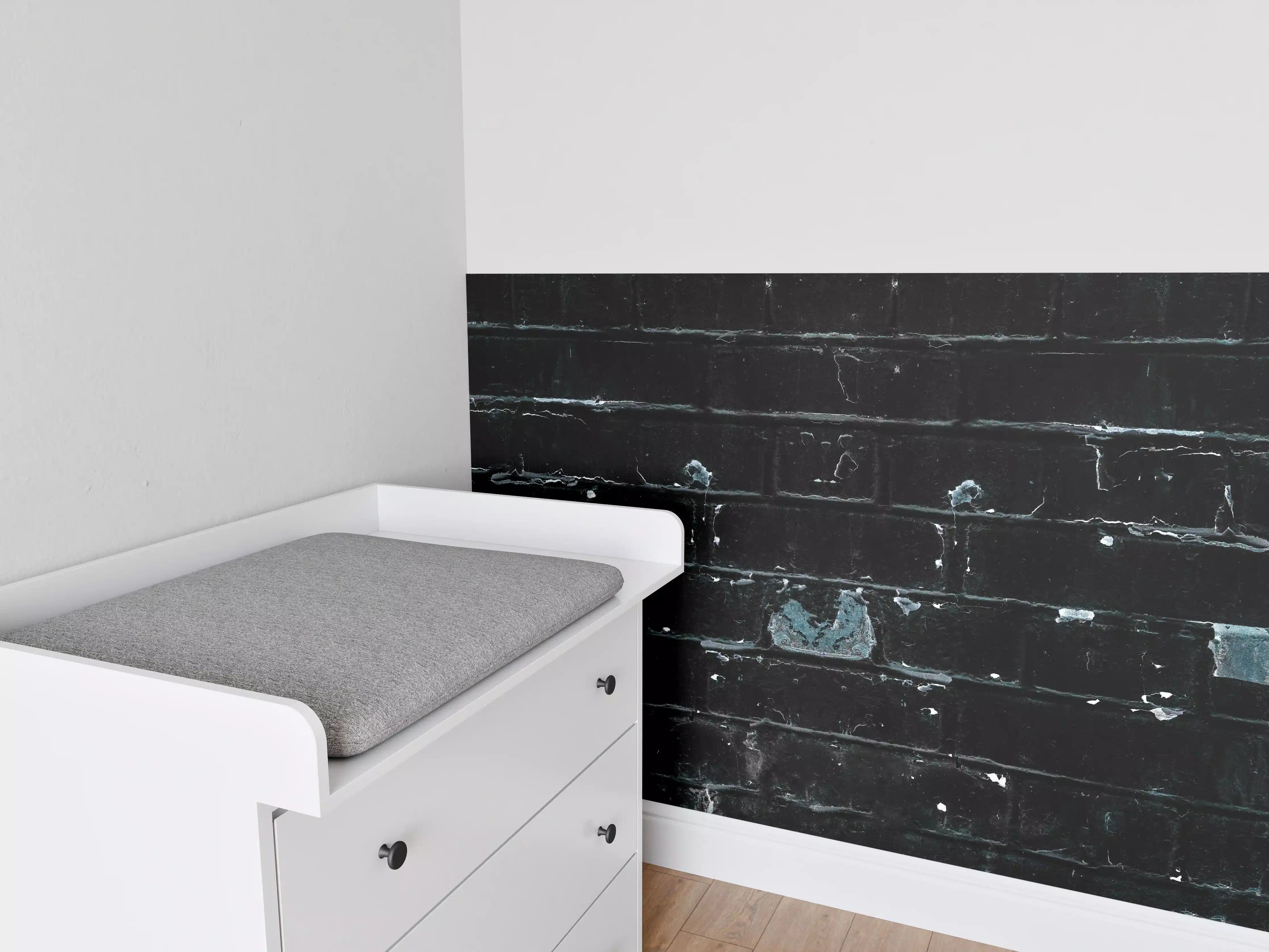 Babyzimmer Wandgestaltung - Blau schwarz beschädigte Ziegelwand