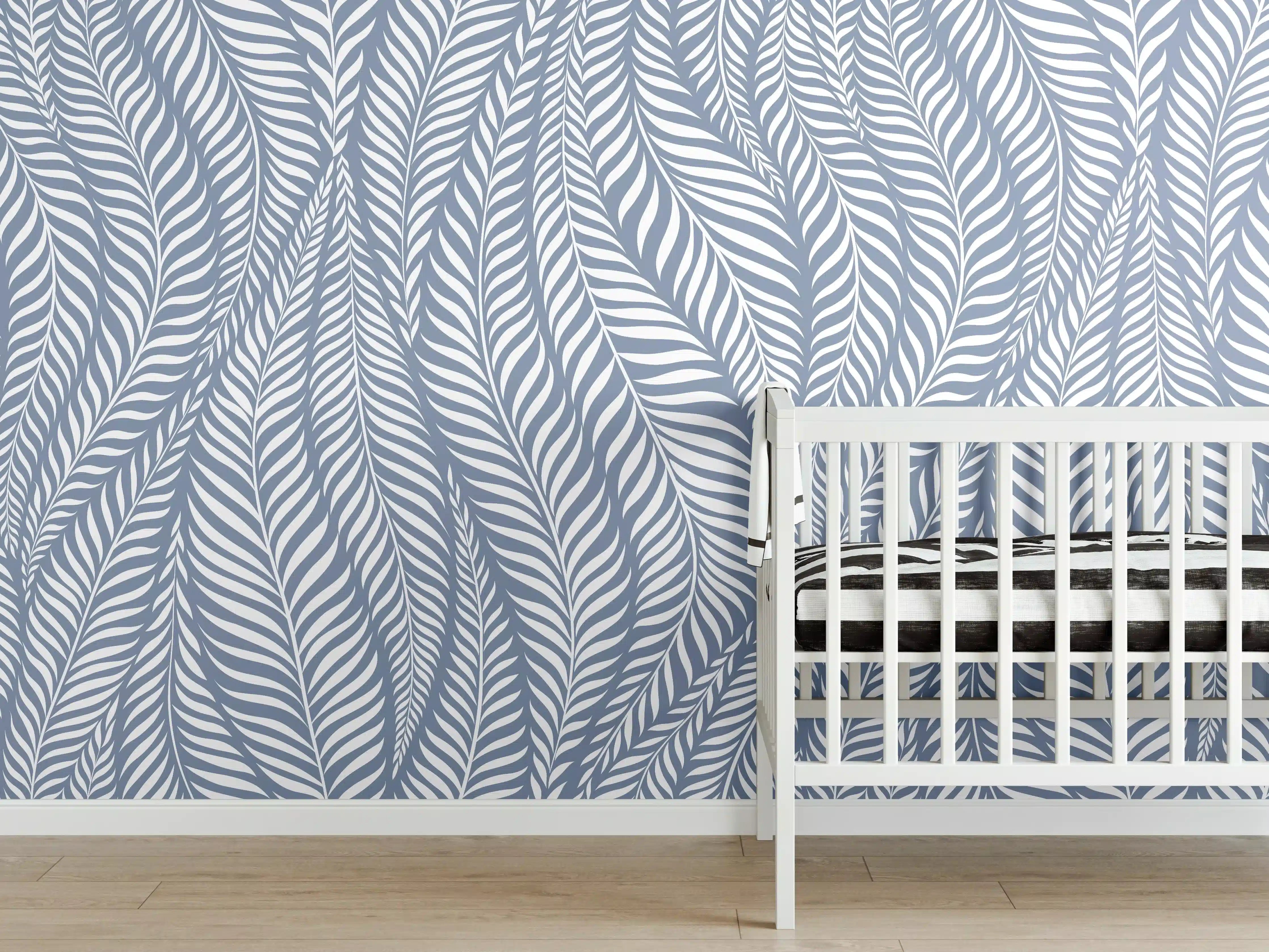 Babyzimmer Wandgestaltung - Blau-weiße Wellenmuster-Textur