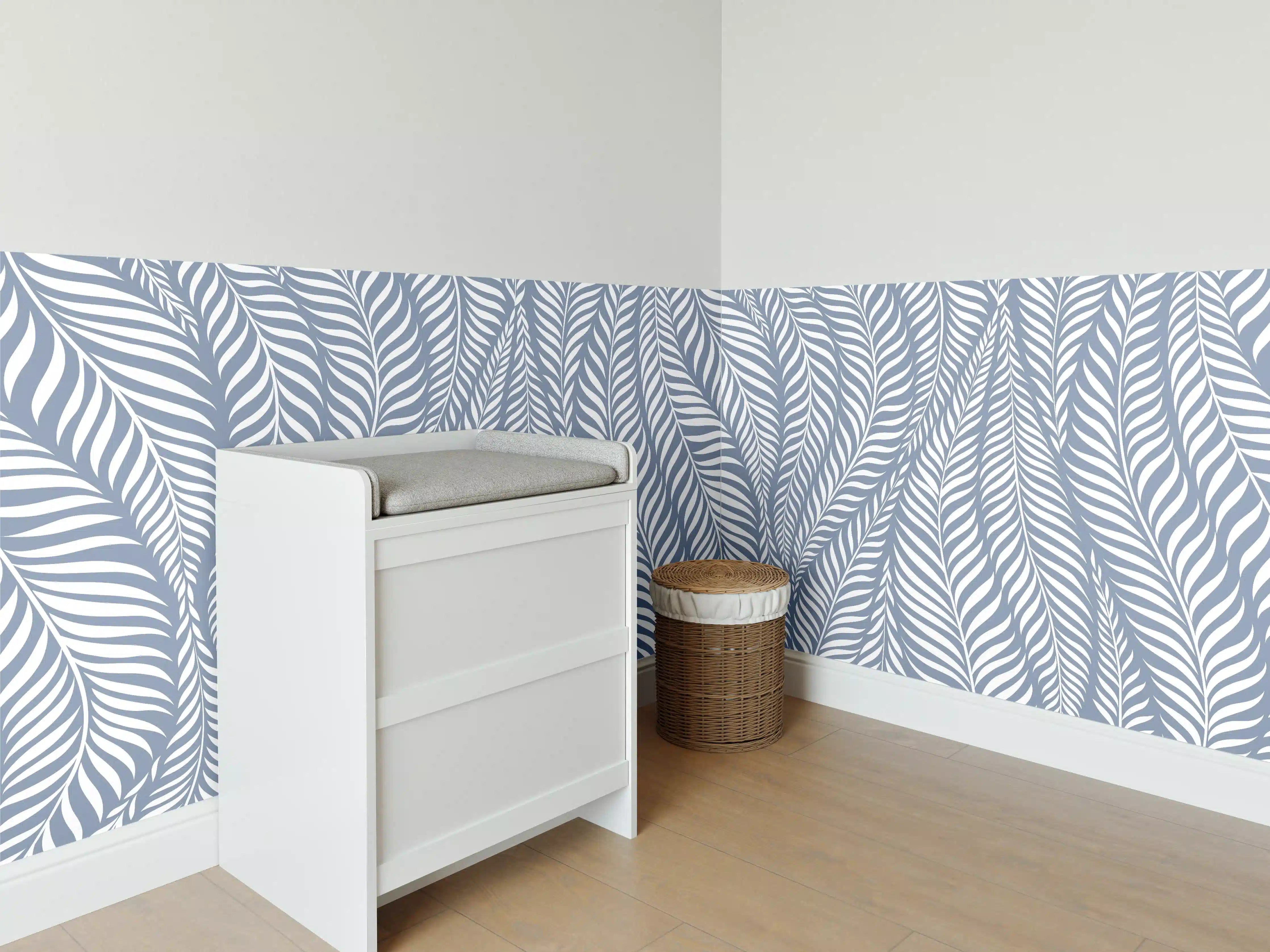 Babyzimmer Wandgestaltung - Blau-weiße Wellenmuster-Textur