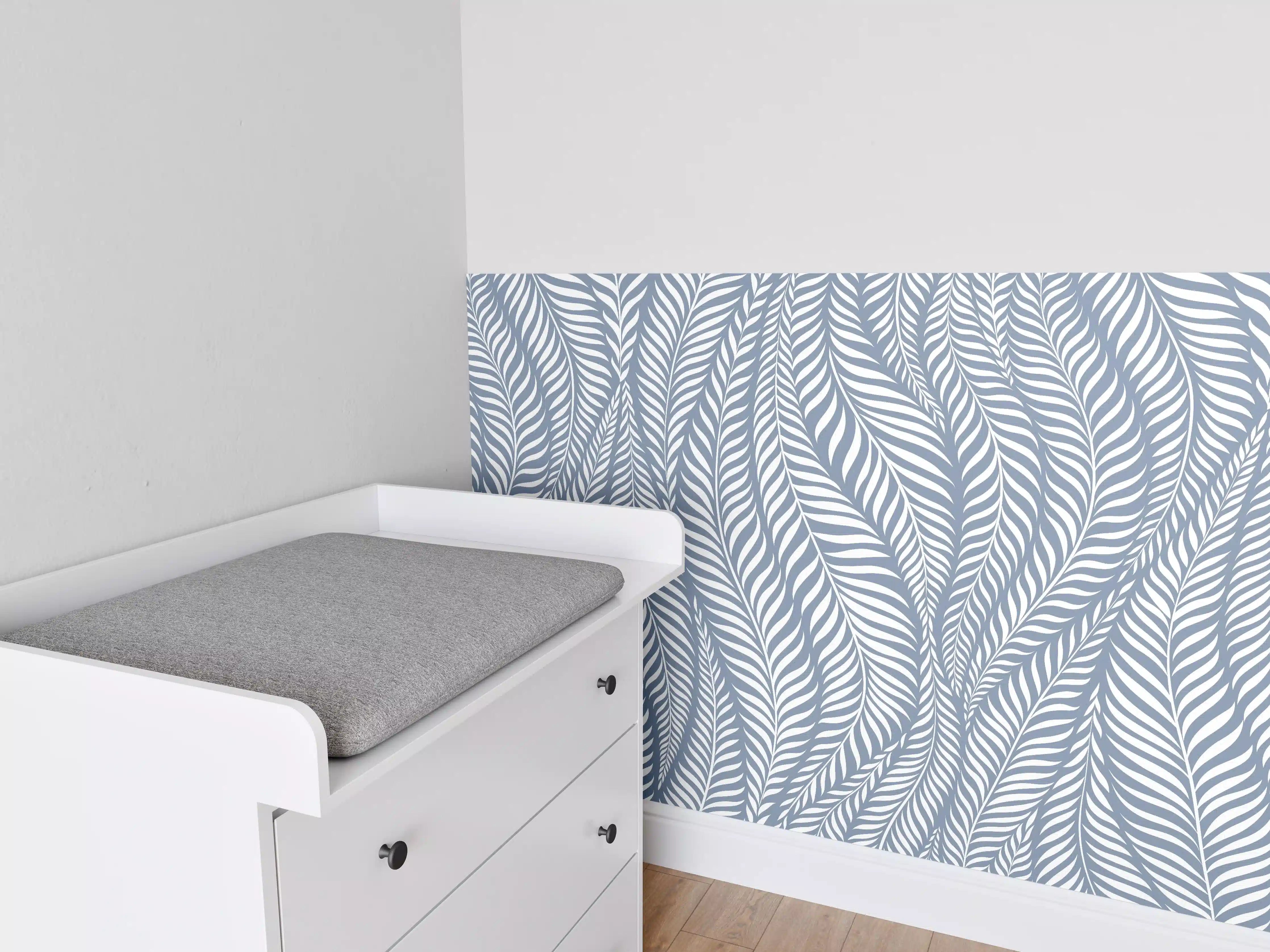 Babyzimmer Wandgestaltung - Blau-weiße Wellenmuster-Textur