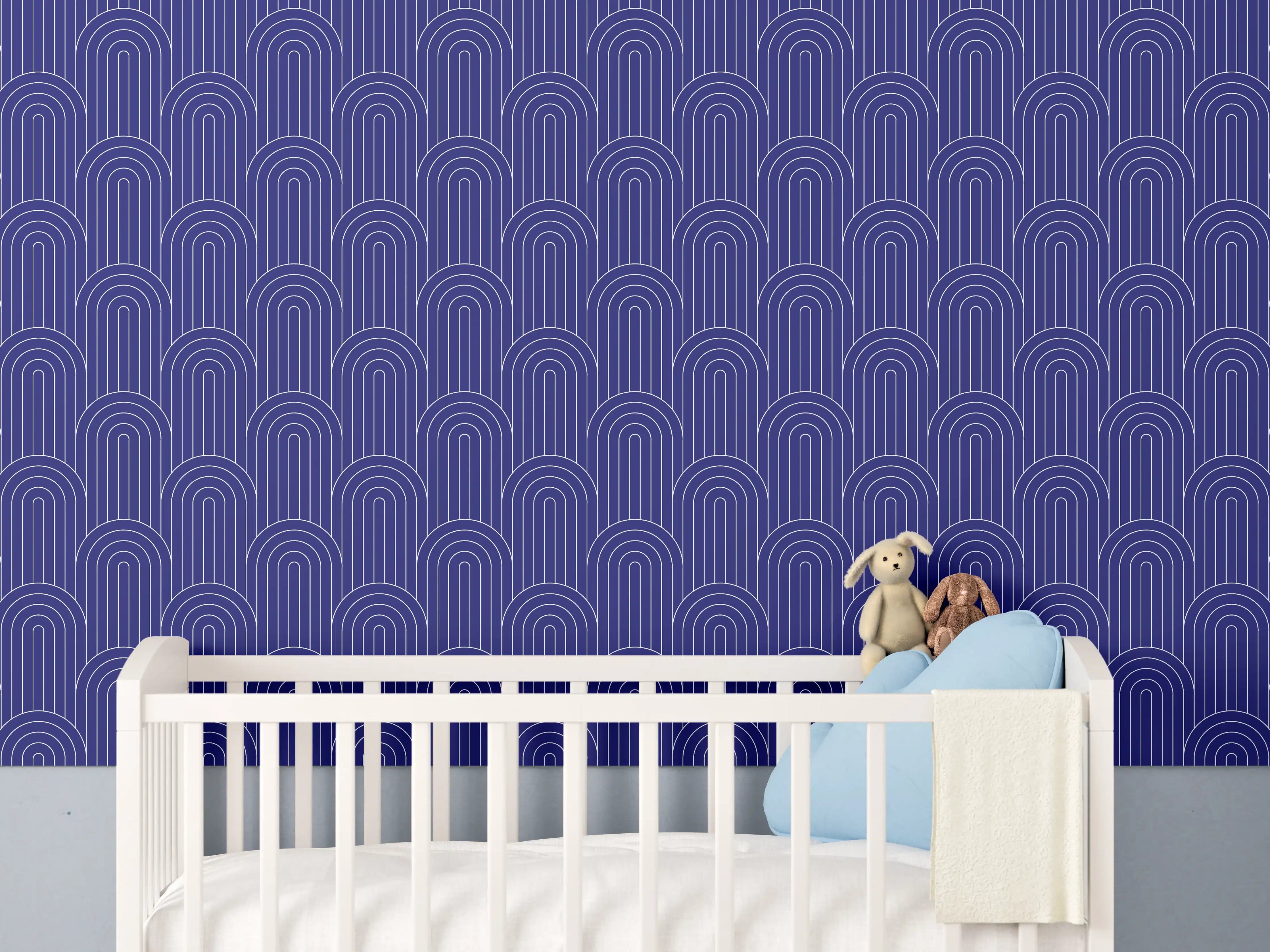 Babyzimmer Wandgestaltung - Blaue Fliesen mit goldenen Akzenten