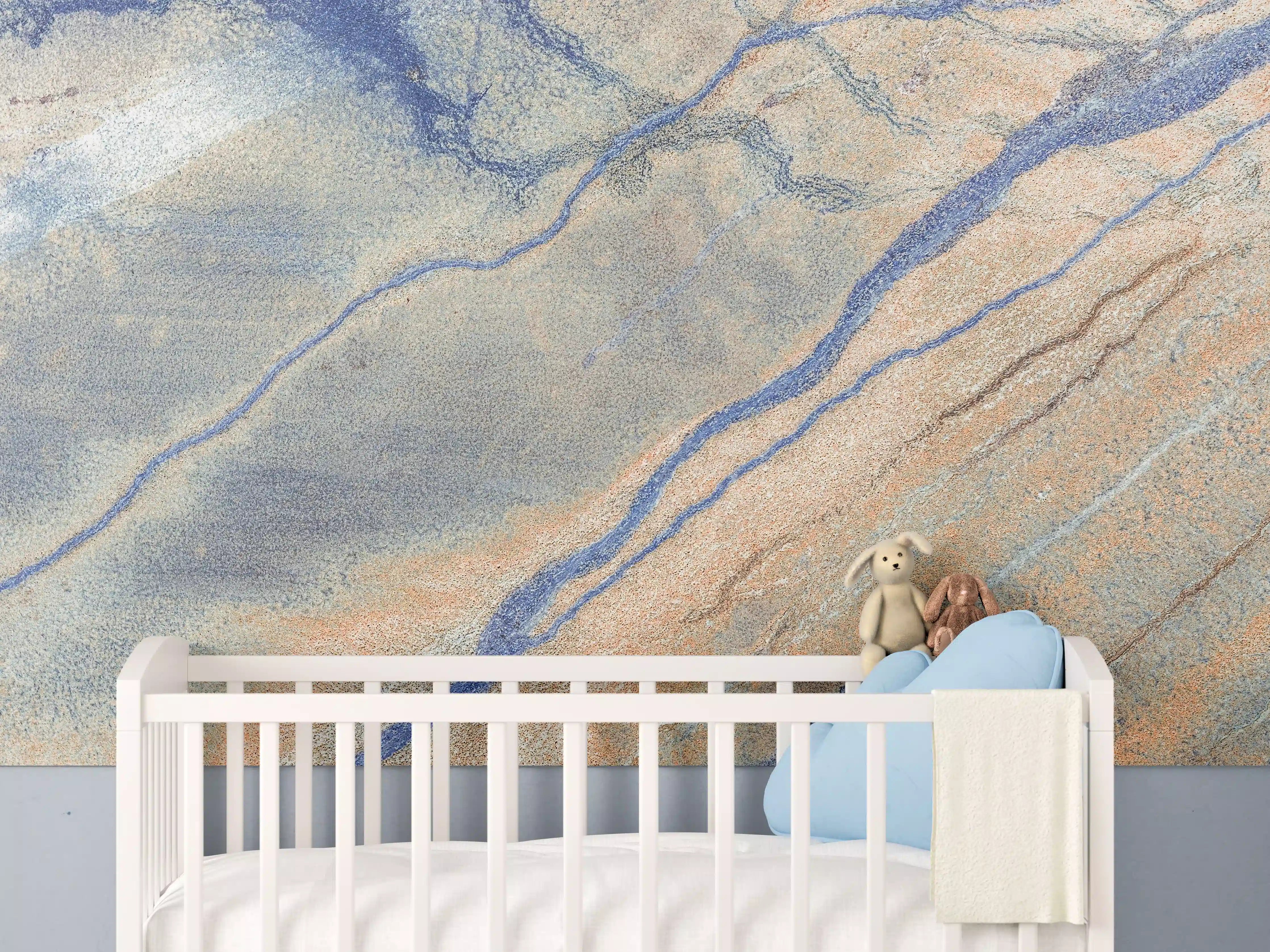 Babyzimmer Wandgestaltung - Blaue Flusslandschaft aus der Luft