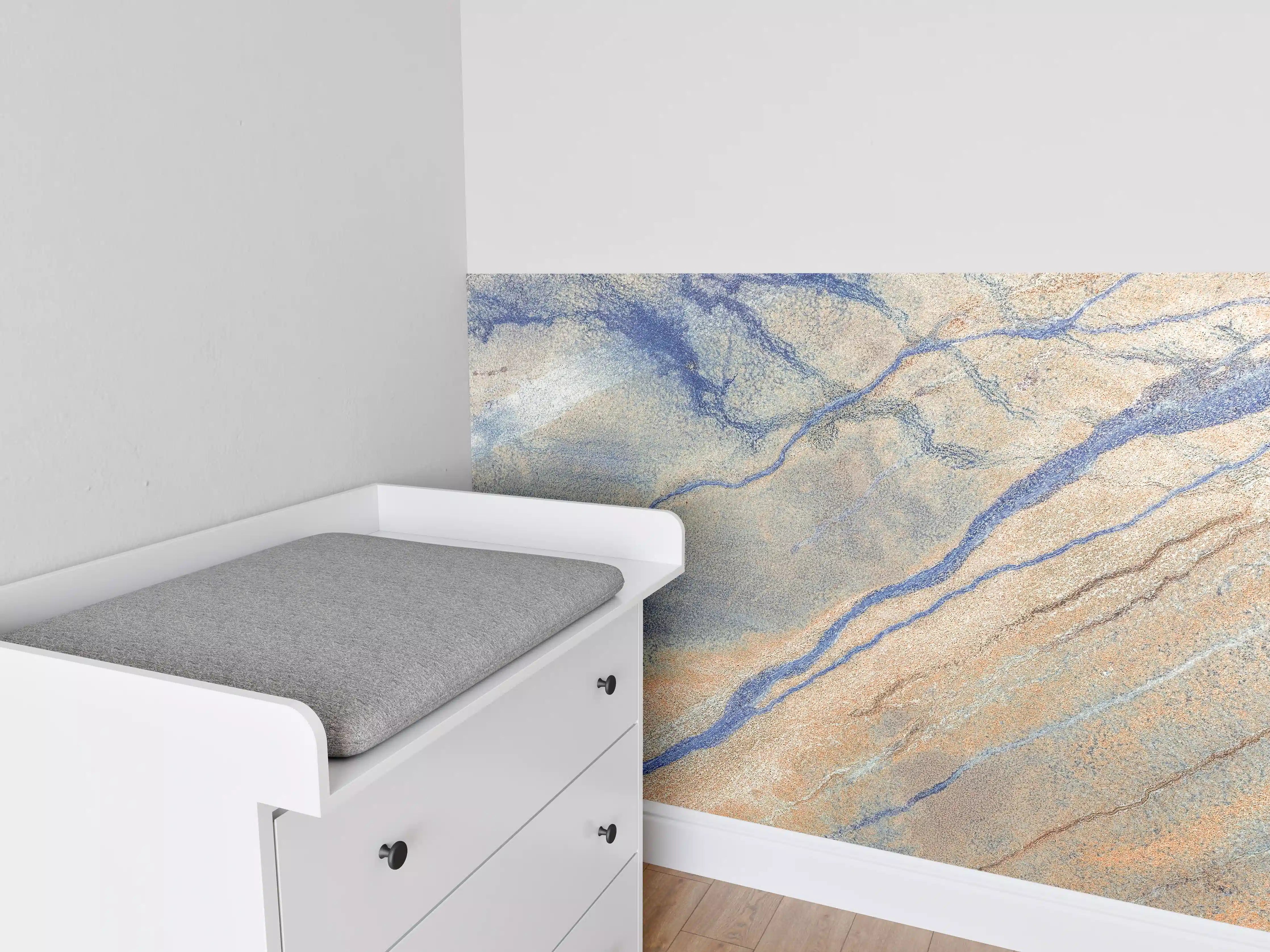 Babyzimmer Wandgestaltung - Blaue Flusslandschaft aus der Luft