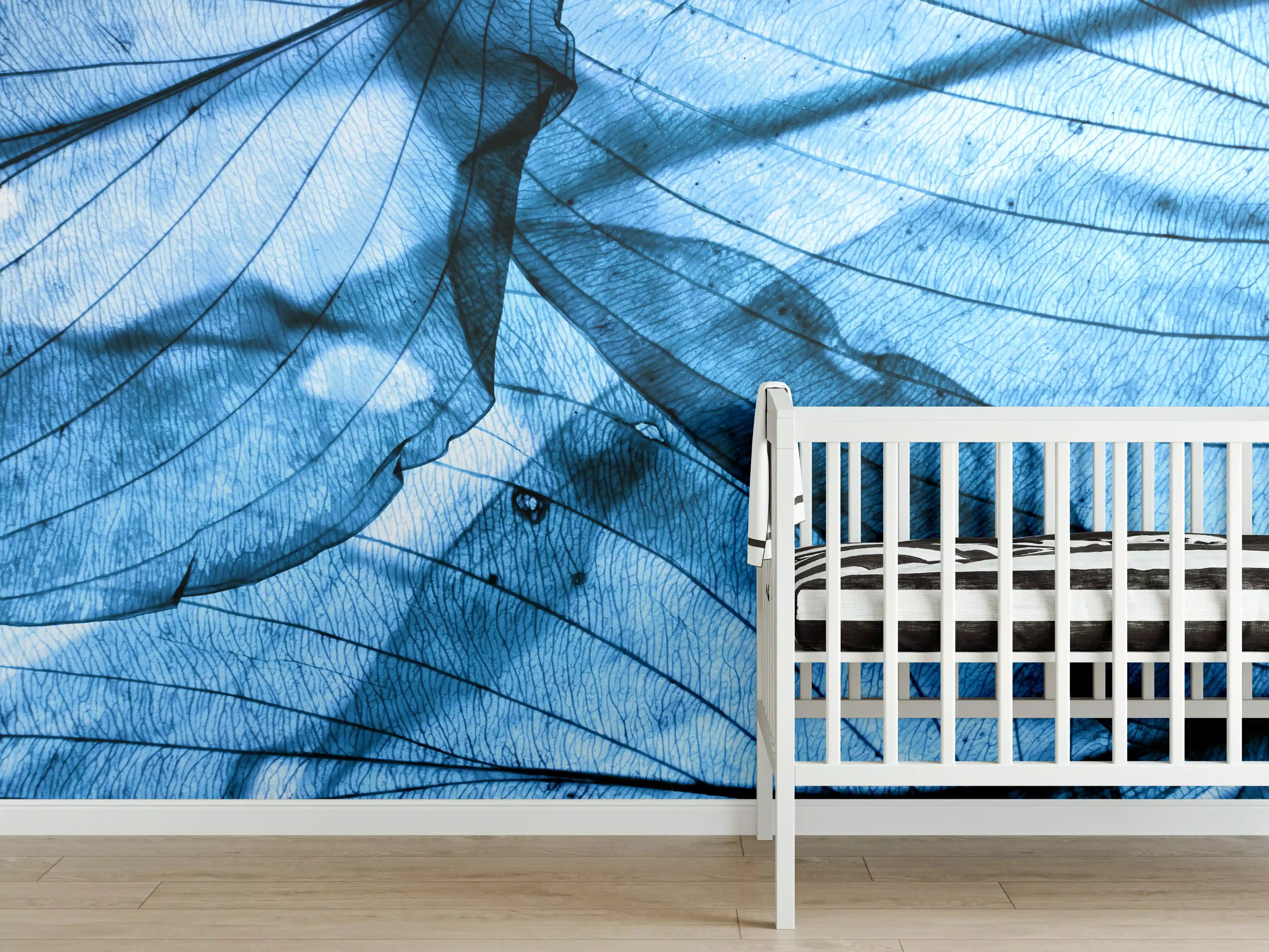 Babyzimmer Wandgestaltung - Blaue Herbstlaub-Makrotextur