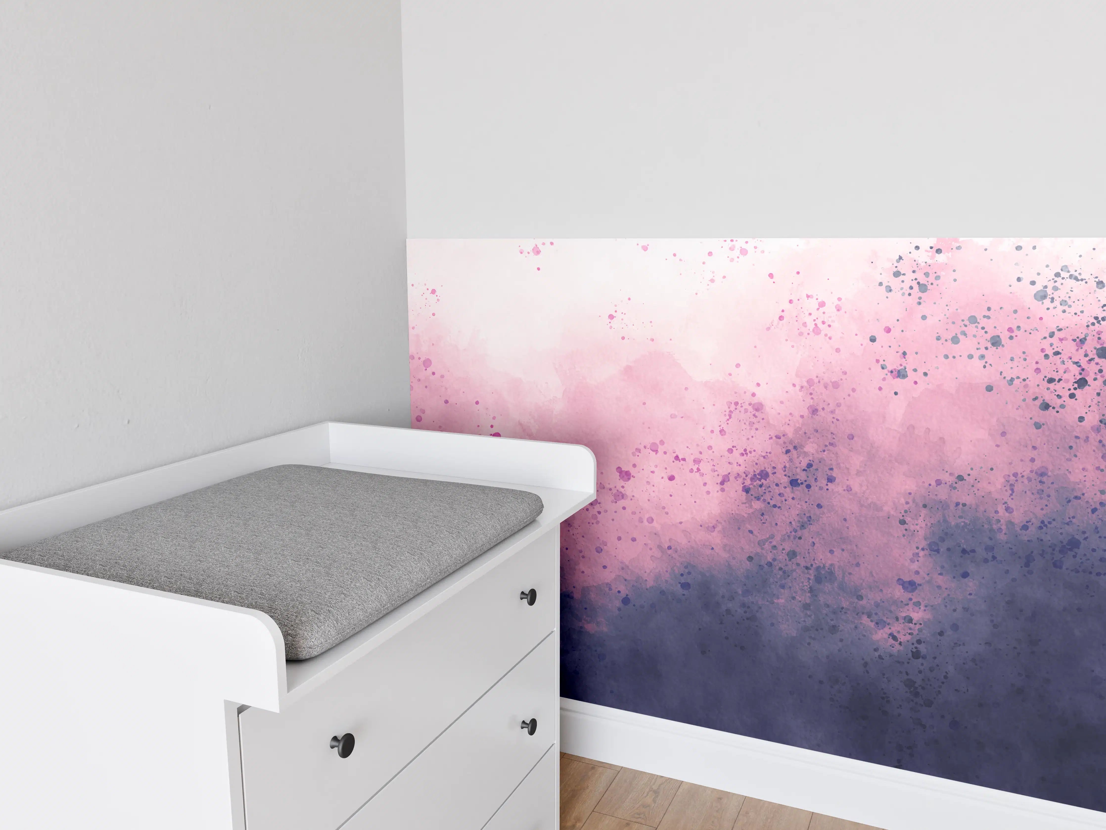 Babyzimmer Wandgestaltung - Blaue Lila Aquarell Himmel Textur