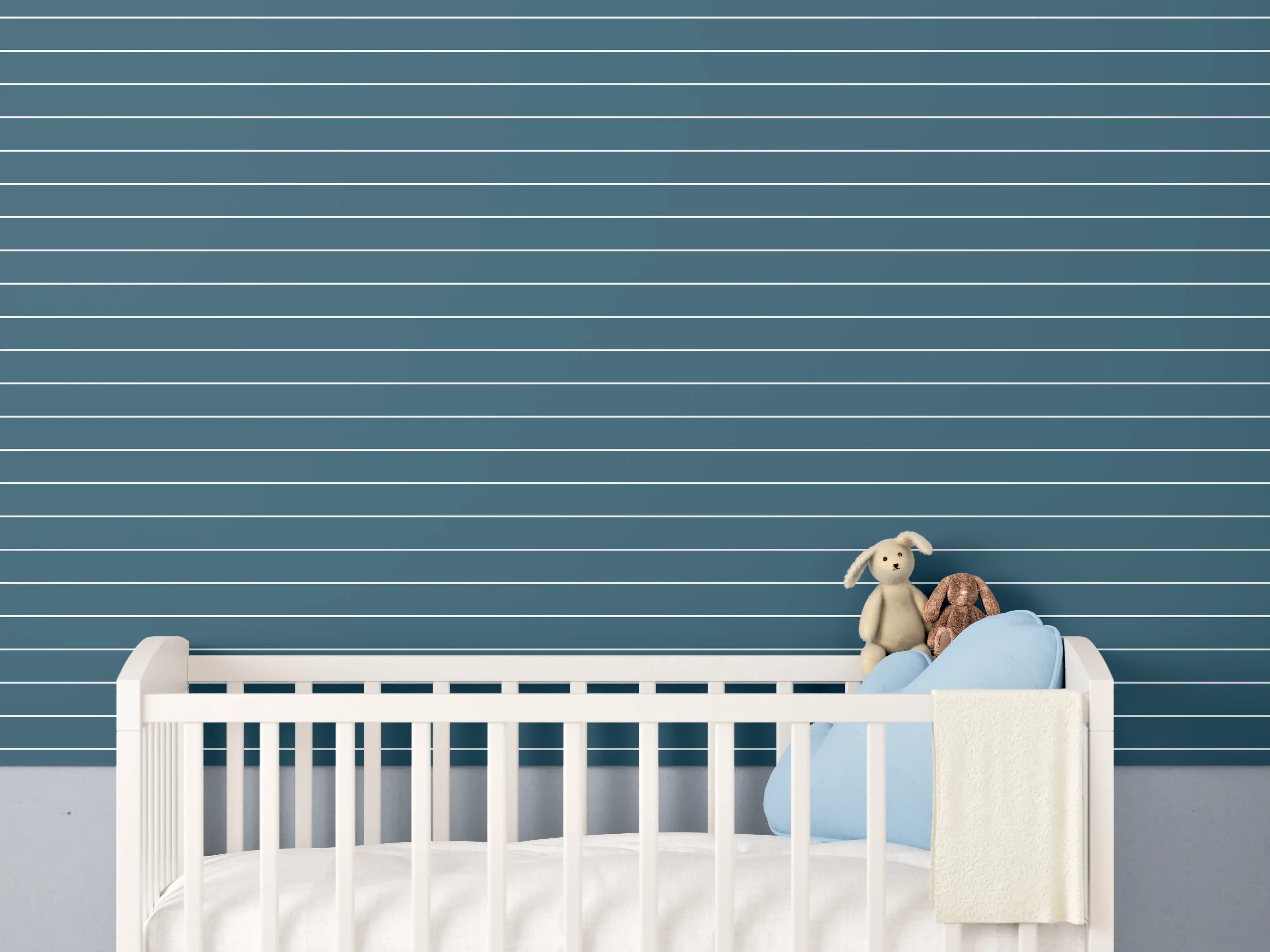 Babyzimmer Wandgestaltung - Blaue Linien-Designtapete